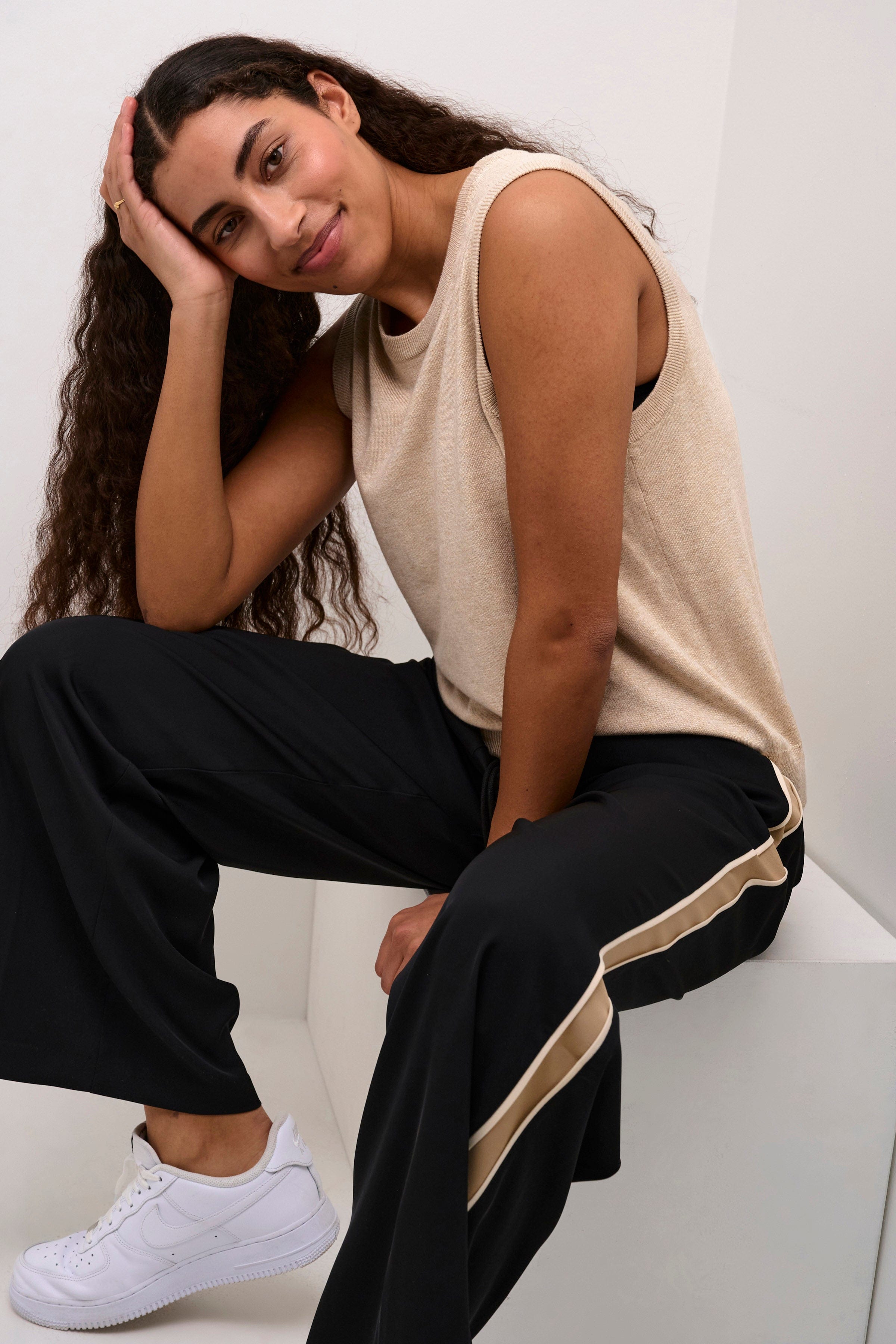 Kaffe Lizza Sleeveless Knit Top - Feather Gray Melange