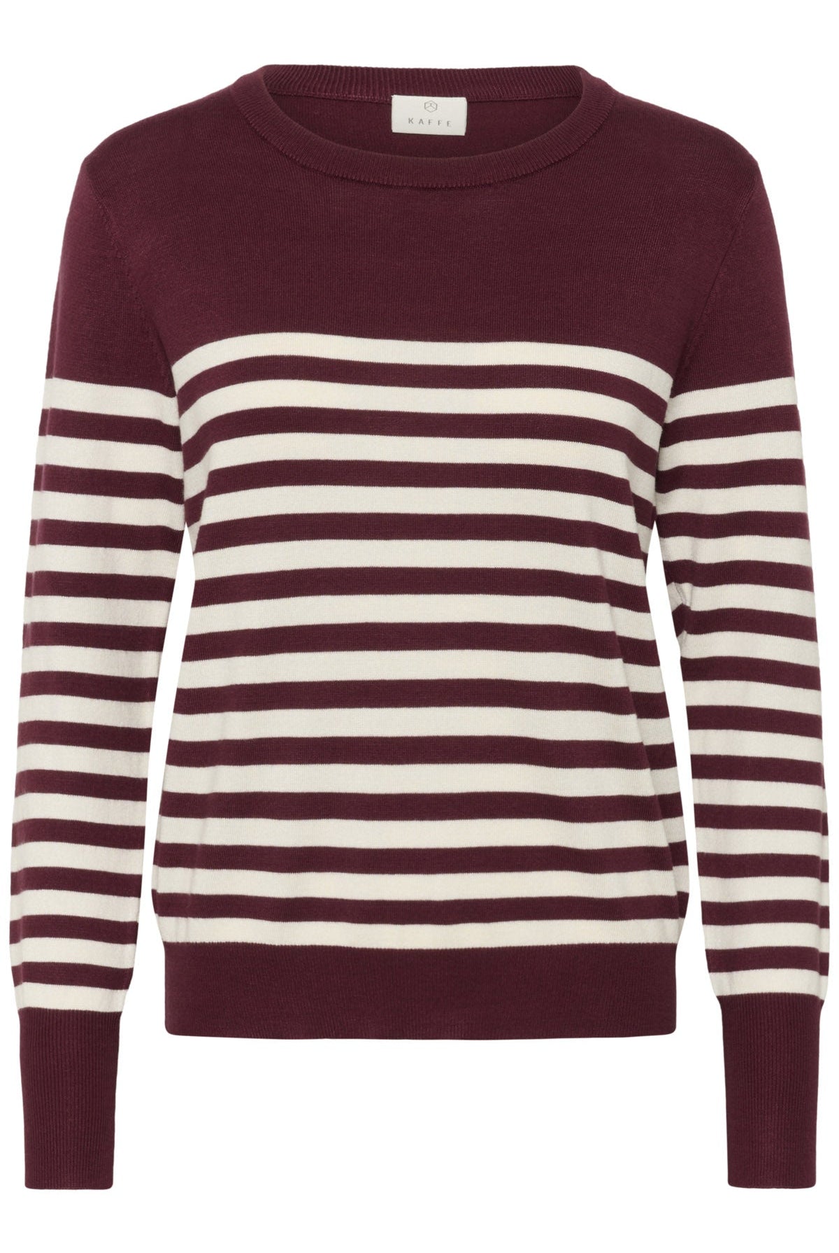 Kaffe Lizza Striped Knit Jumper - Windsor Wine/Turtledove