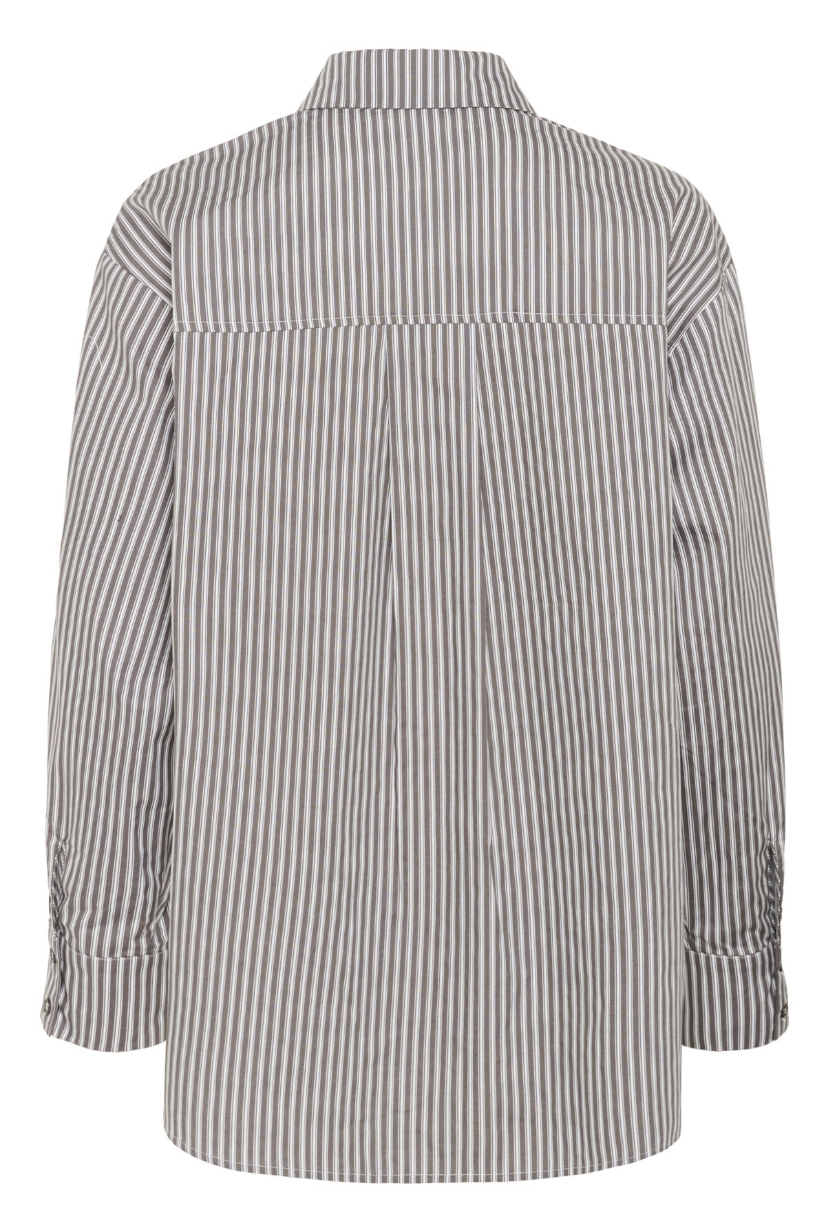 Kaffe Marianne Stripe Bow Embellished Shirt - Grey/White Stripe