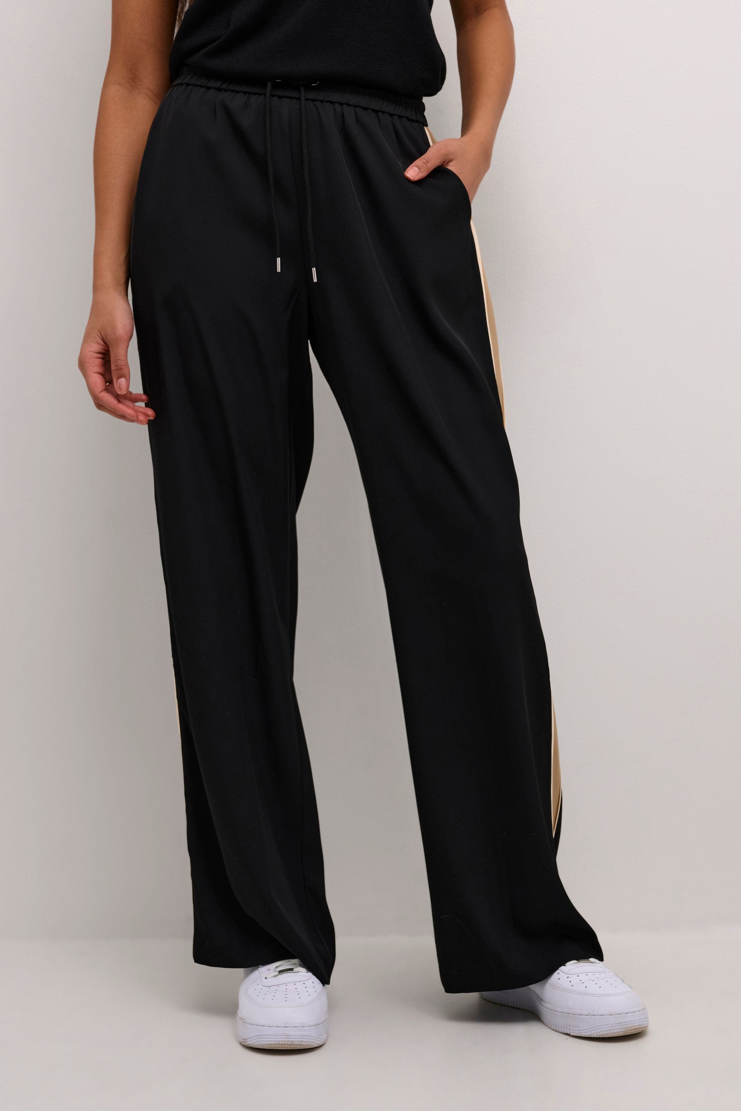 Kaffe Mille Side Stripe Trousers - Black Deep