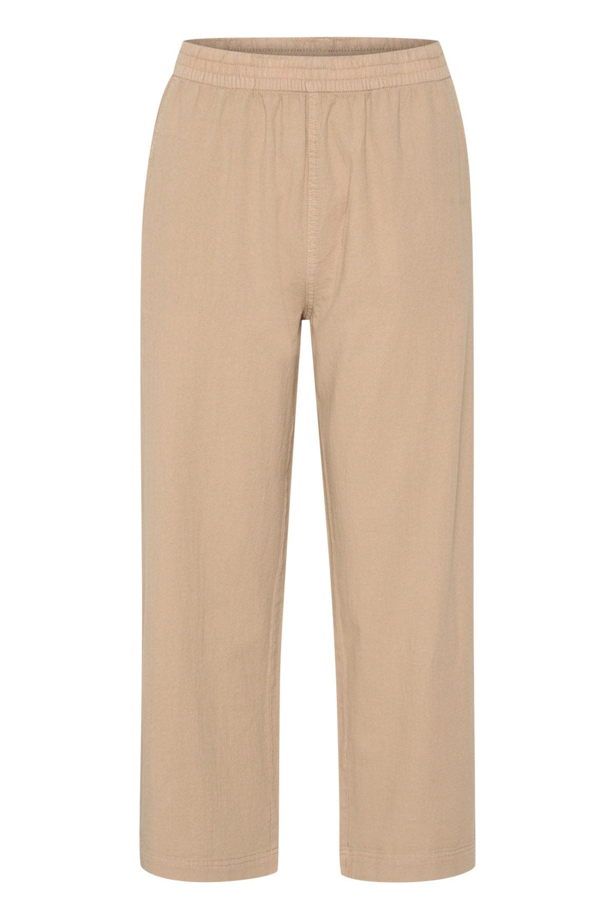 Kaffe Naya Cotton Elasticated Waist Cropped Trousers - Classic Sand