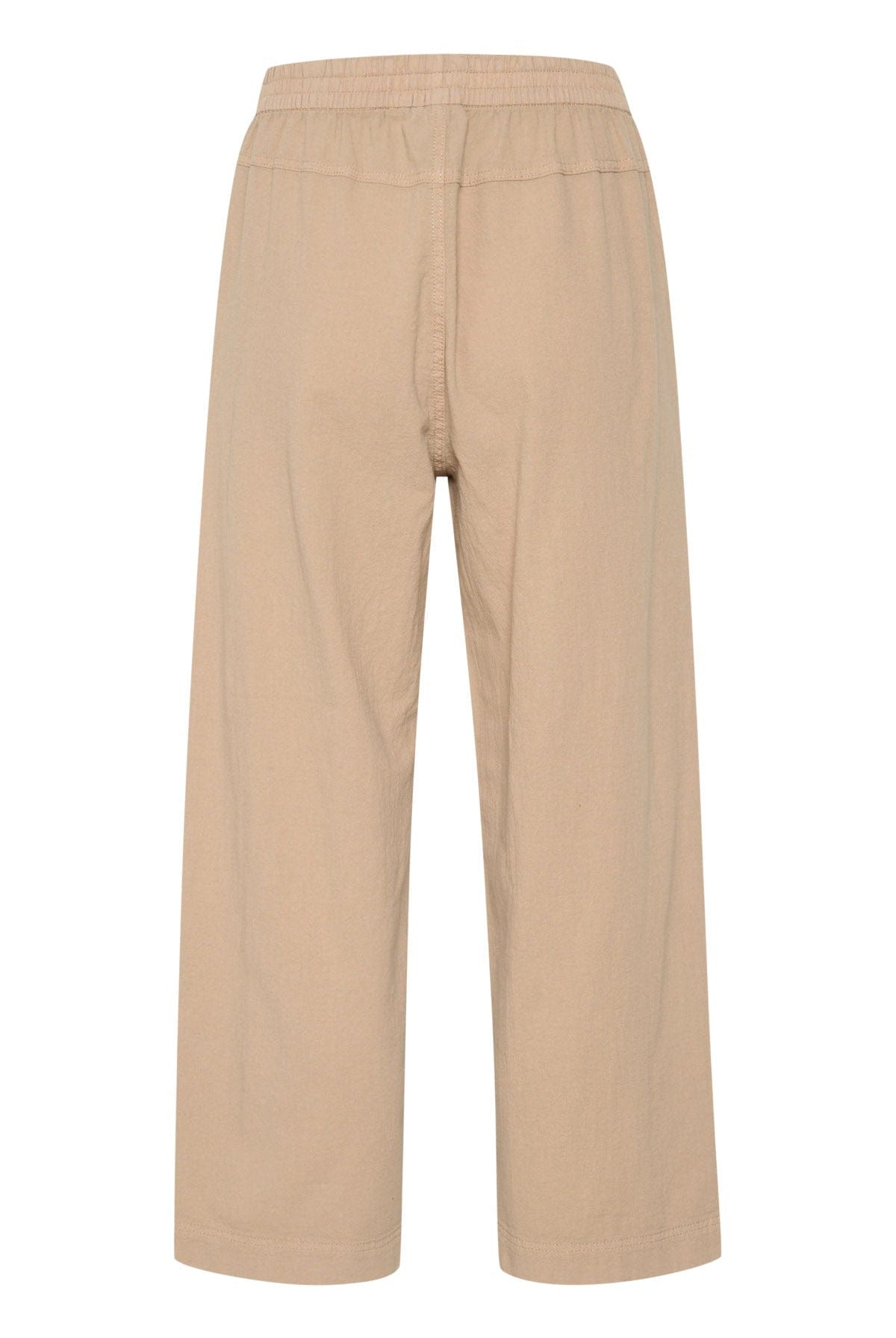 Kaffe Naya Cotton Elasticated Waist Cropped Trousers - Classic Sand