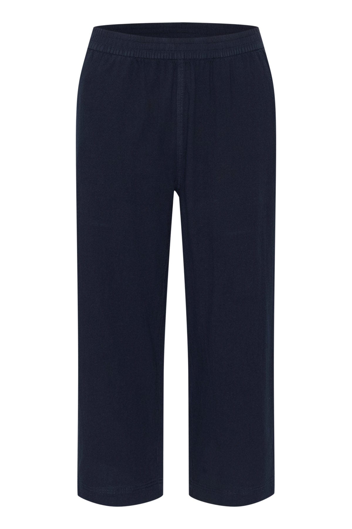 Kaffe Naya Cotton Elasticated Waist Cropped Trousers - Midnight Marine