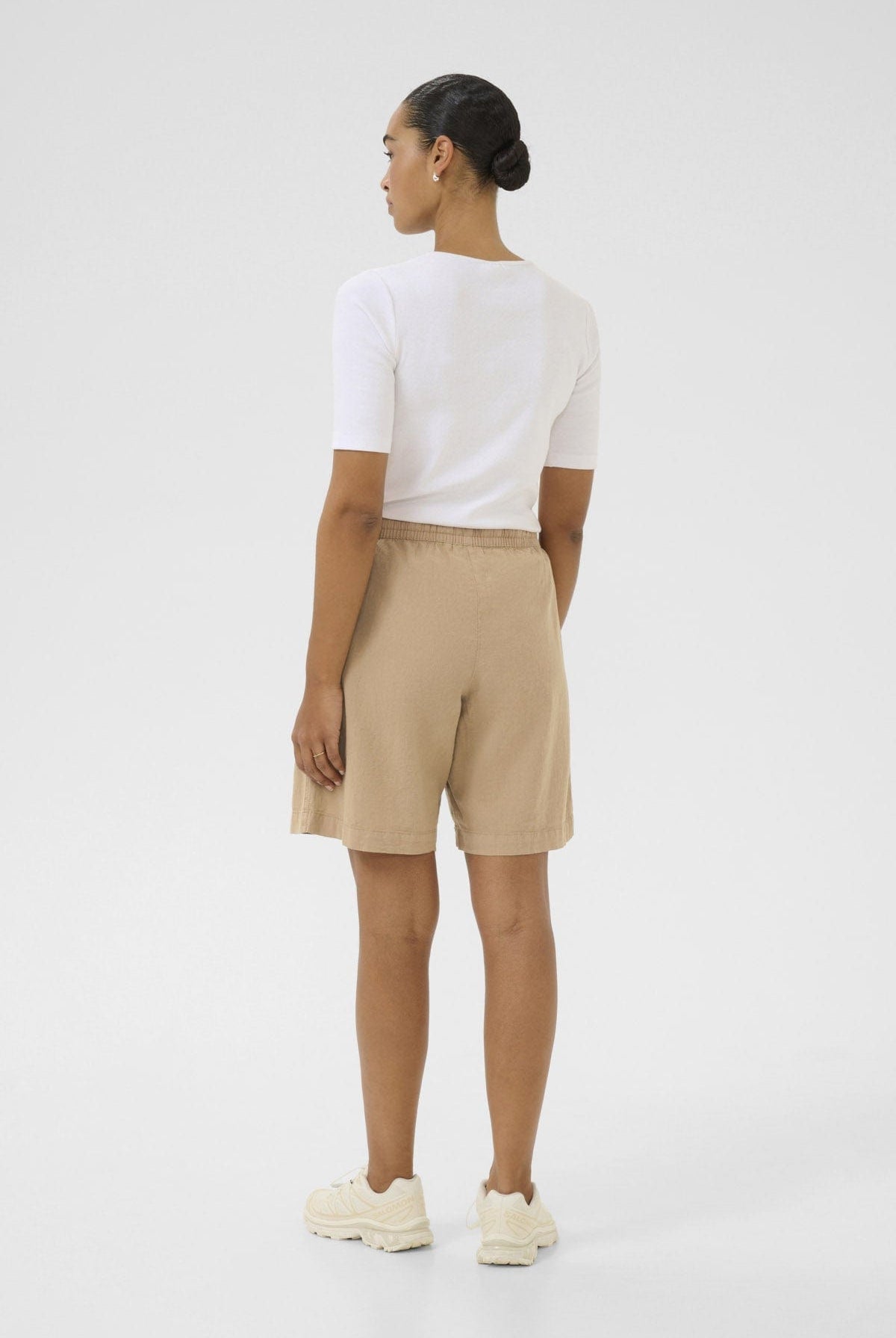 Kaffe Naya Cotton Elasticated Waist Shorts - Classic Sand