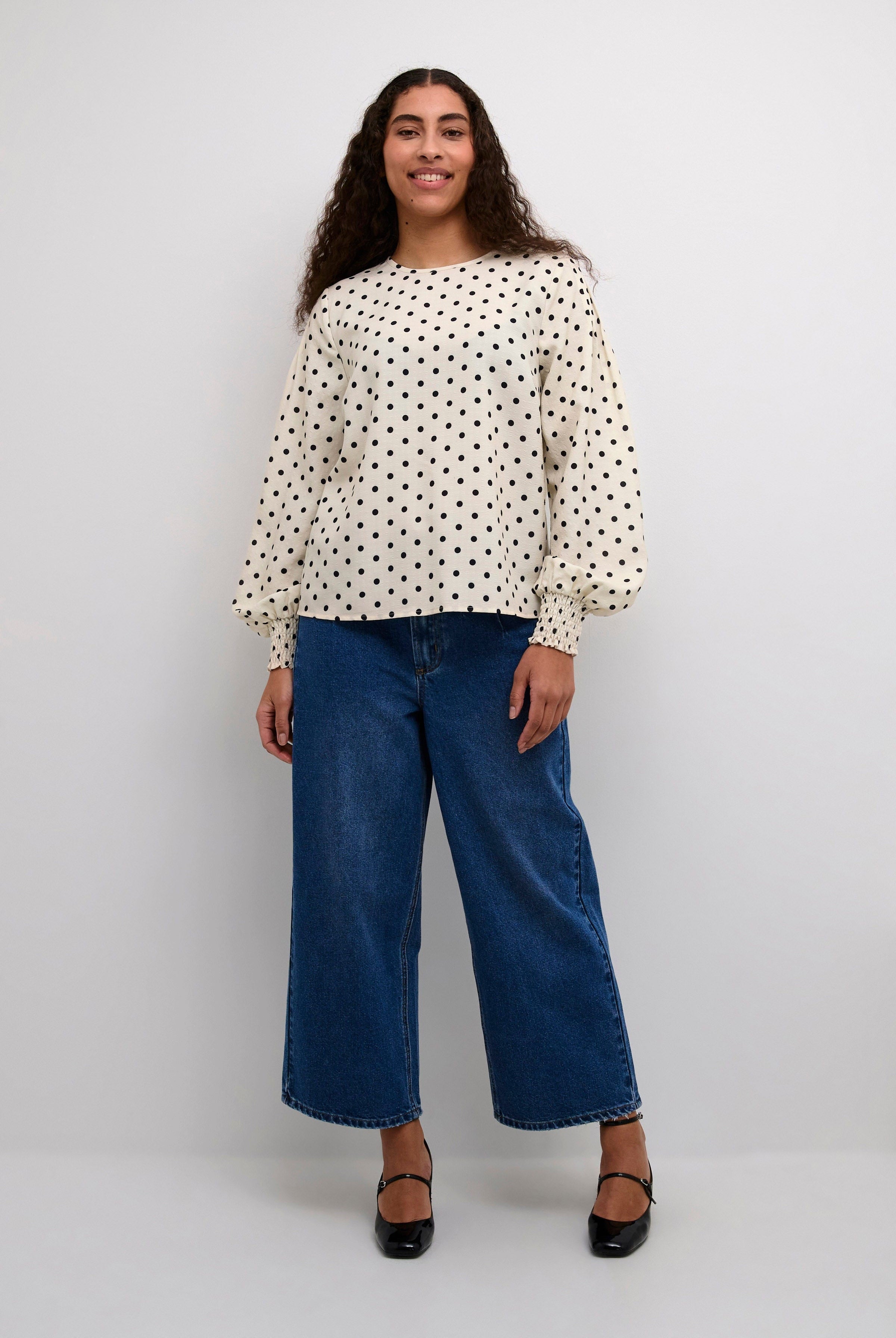 Kaffe Oscarna Polka Dot Blouse - Chalk/Black Dot