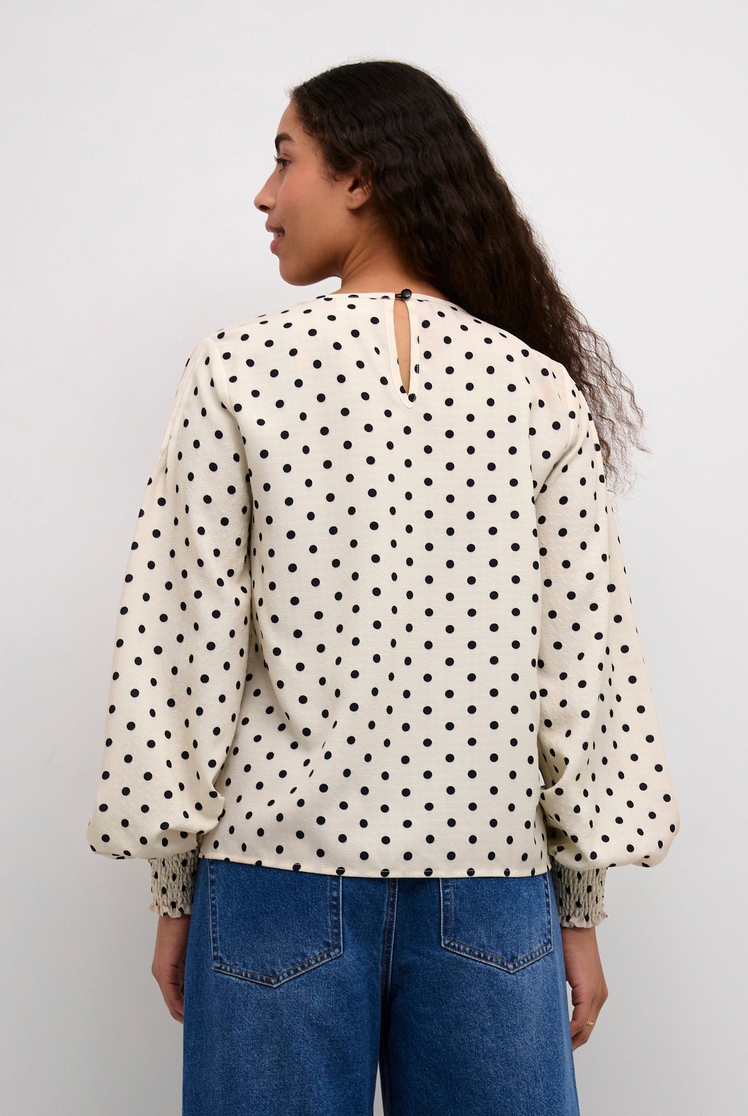 Kaffe Oscarna Polka Dot Blouse - Chalk/Black Dot