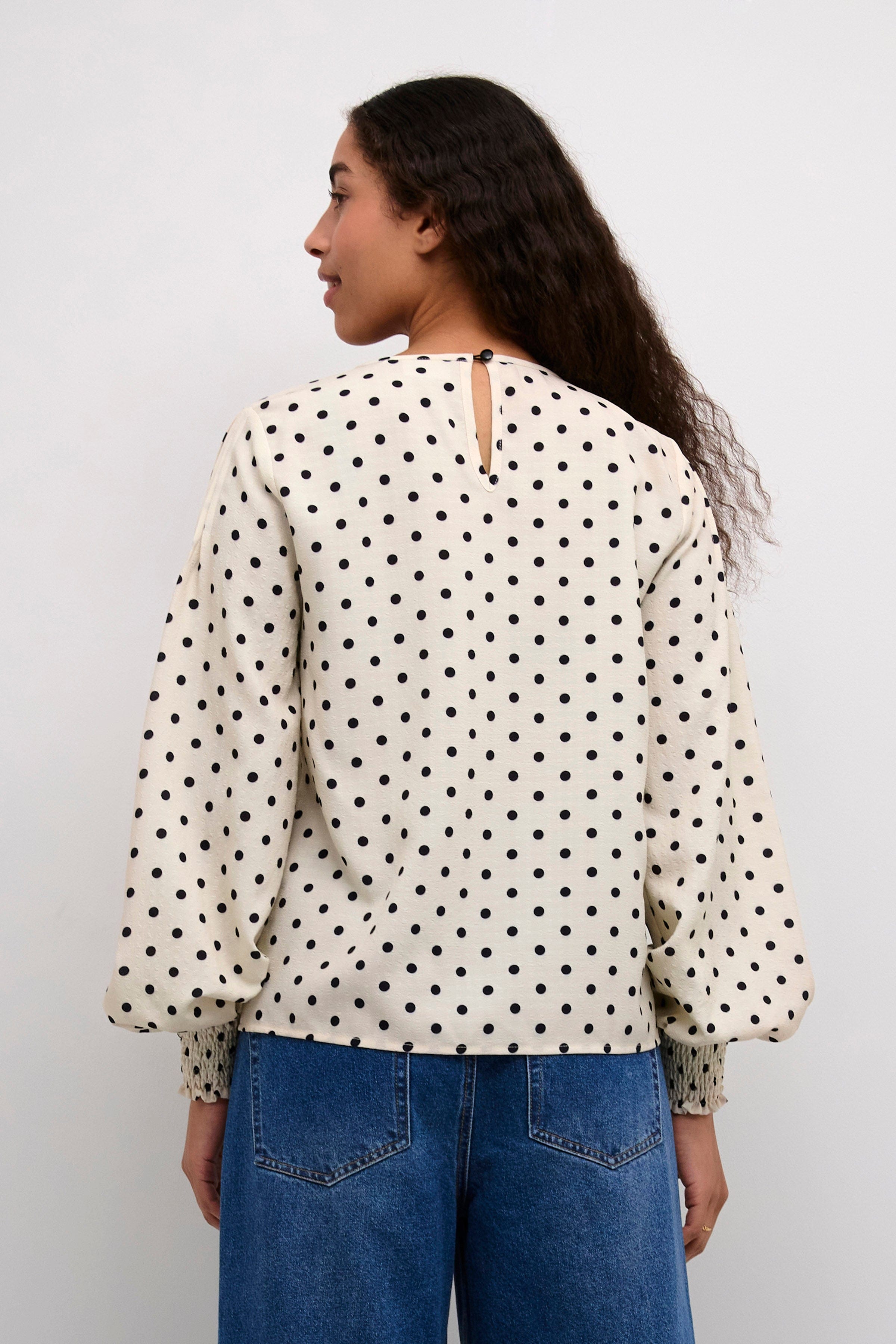Kaffe Oscarna Polka Dot Blouse - Chalk/Black Dot