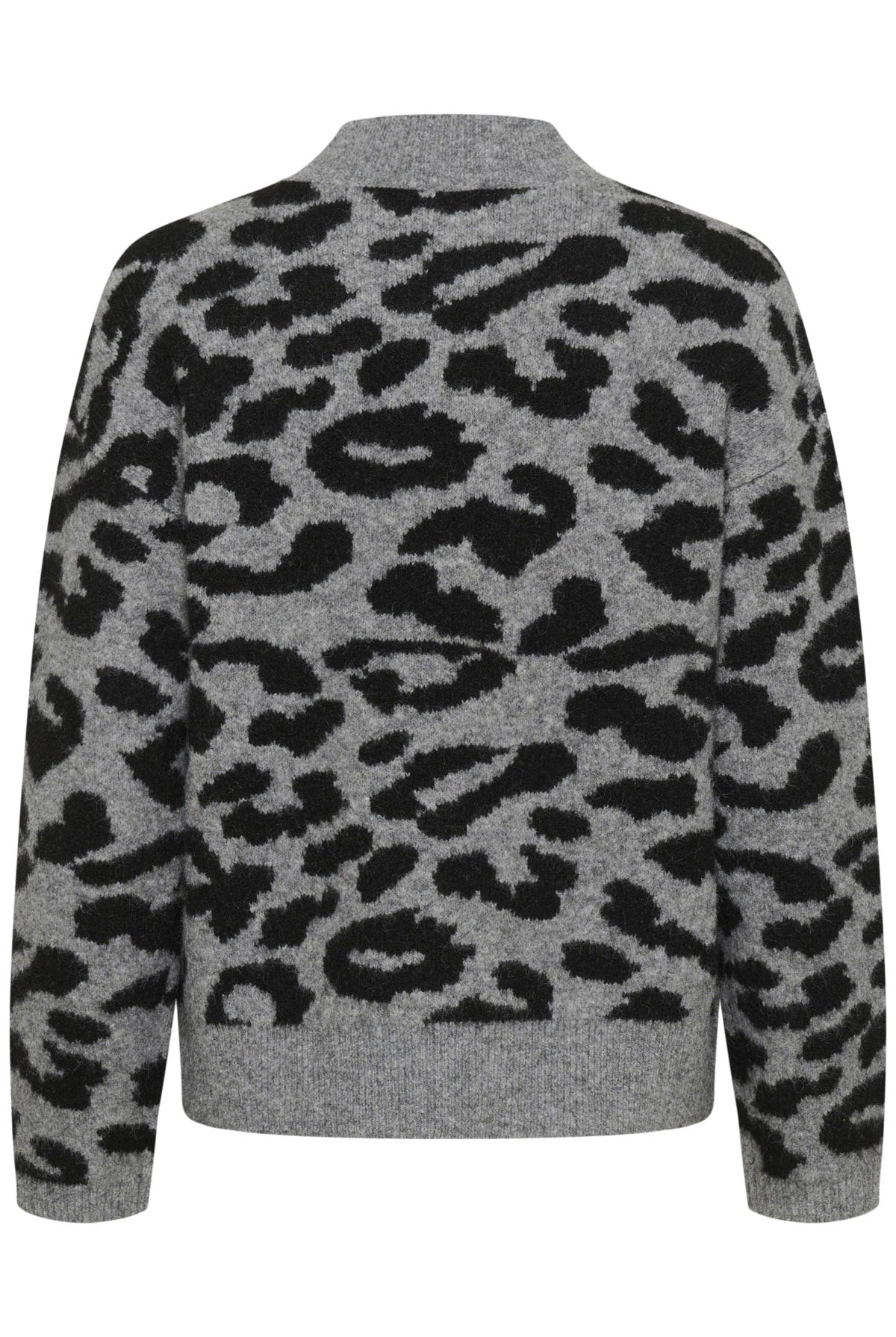 Kaffe Sandra Jumper - Light Grey Melange/Black Leopard