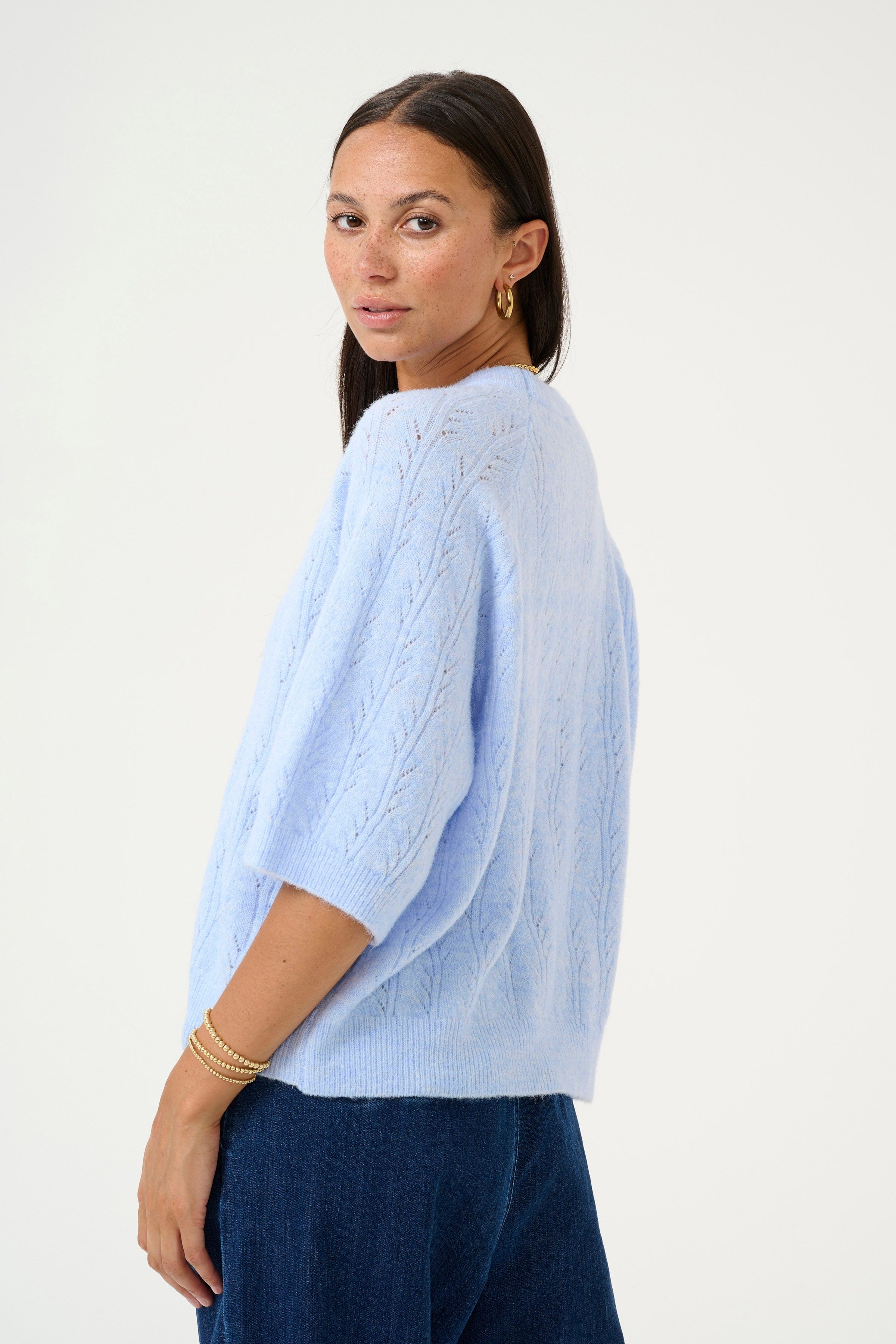 Kaffe Tella Knitted Half Sleeve Jumper - Windsurfer Melange