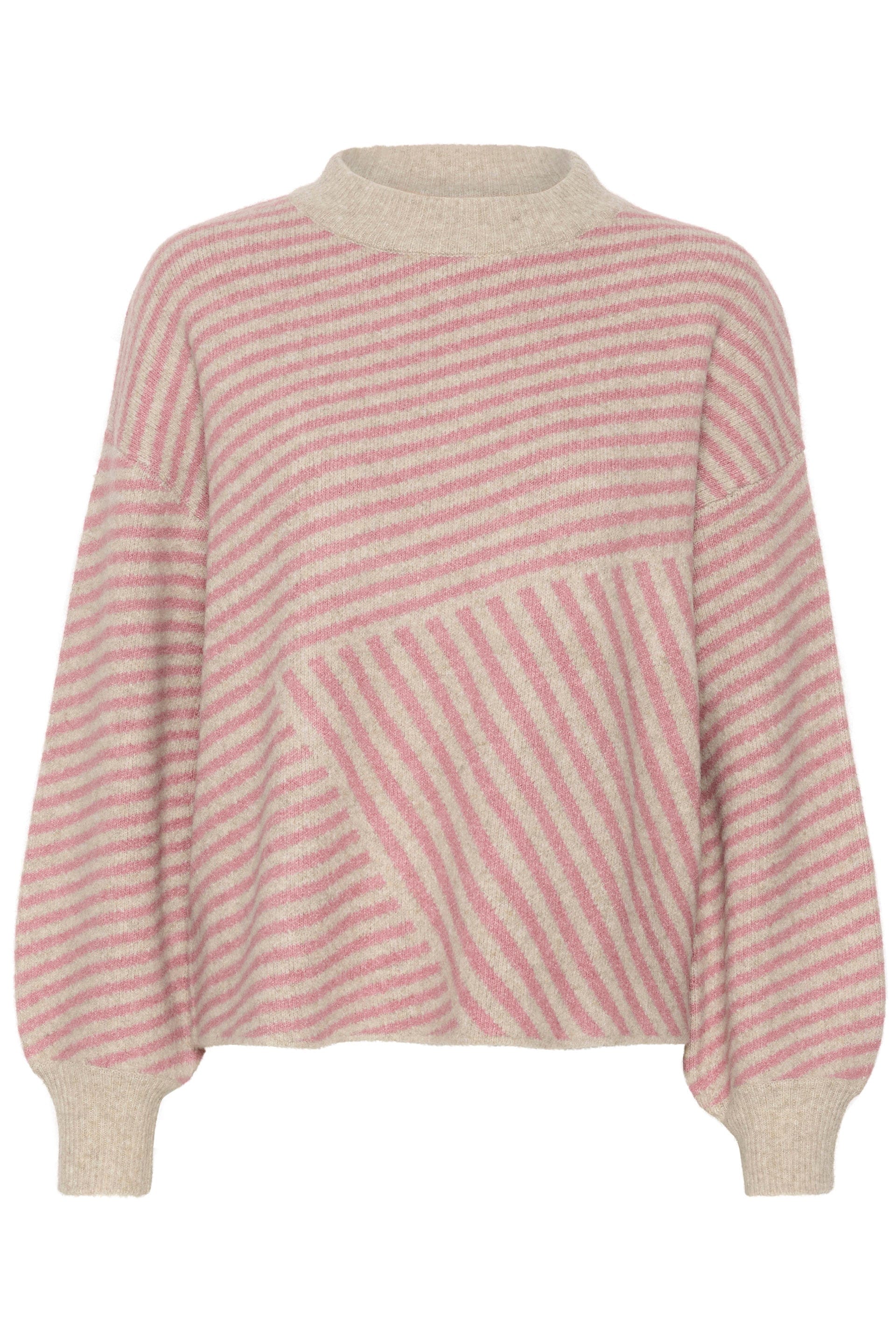 Kaffe Verana Knit Jumper - Feather Gray Melange/Rosa