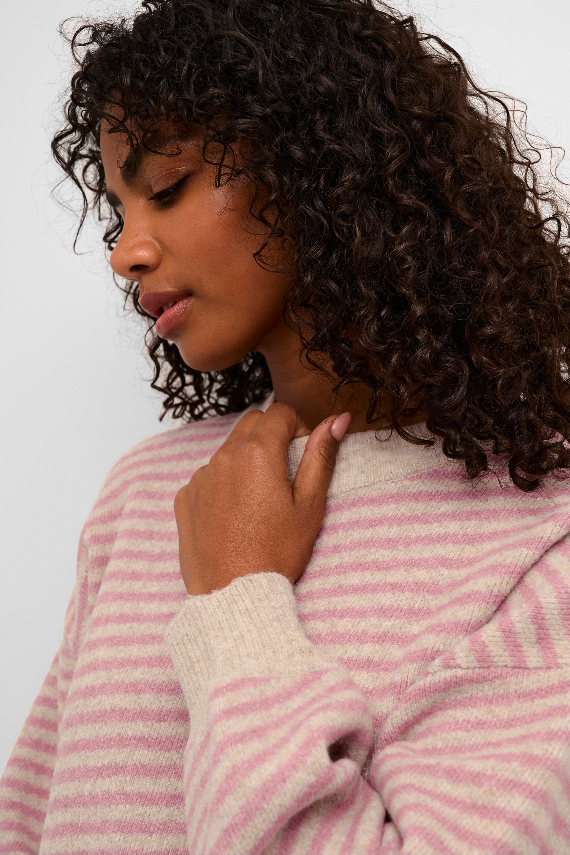 Kaffe Verana Knit Jumper - Feather Gray Melange/Rosa