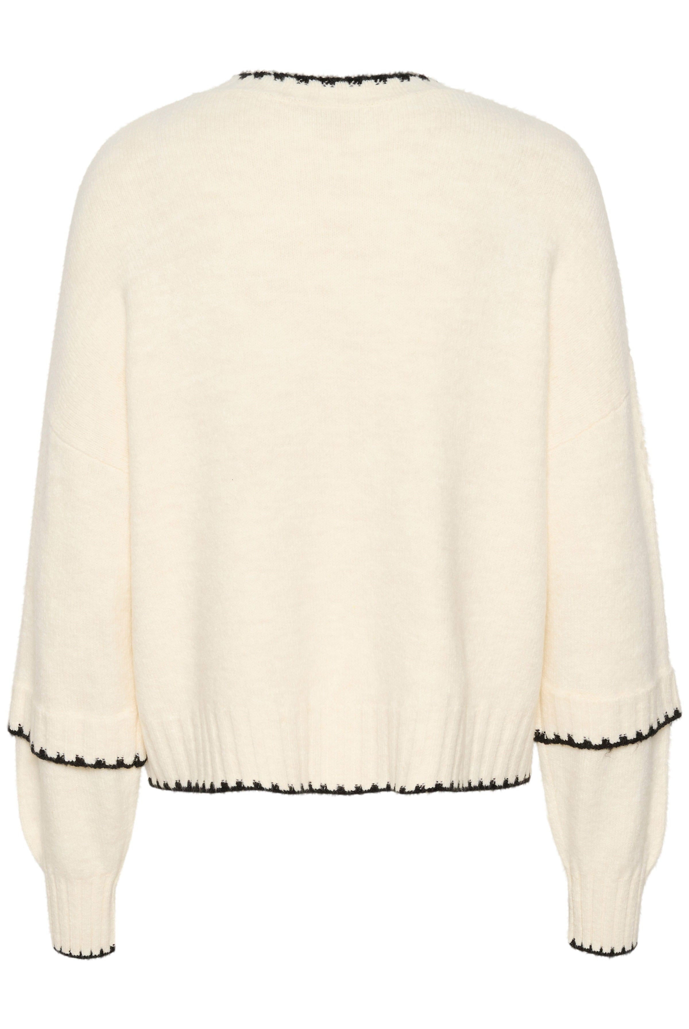Kaffe Villi Contrast Knit Jumper - Chalk Melange