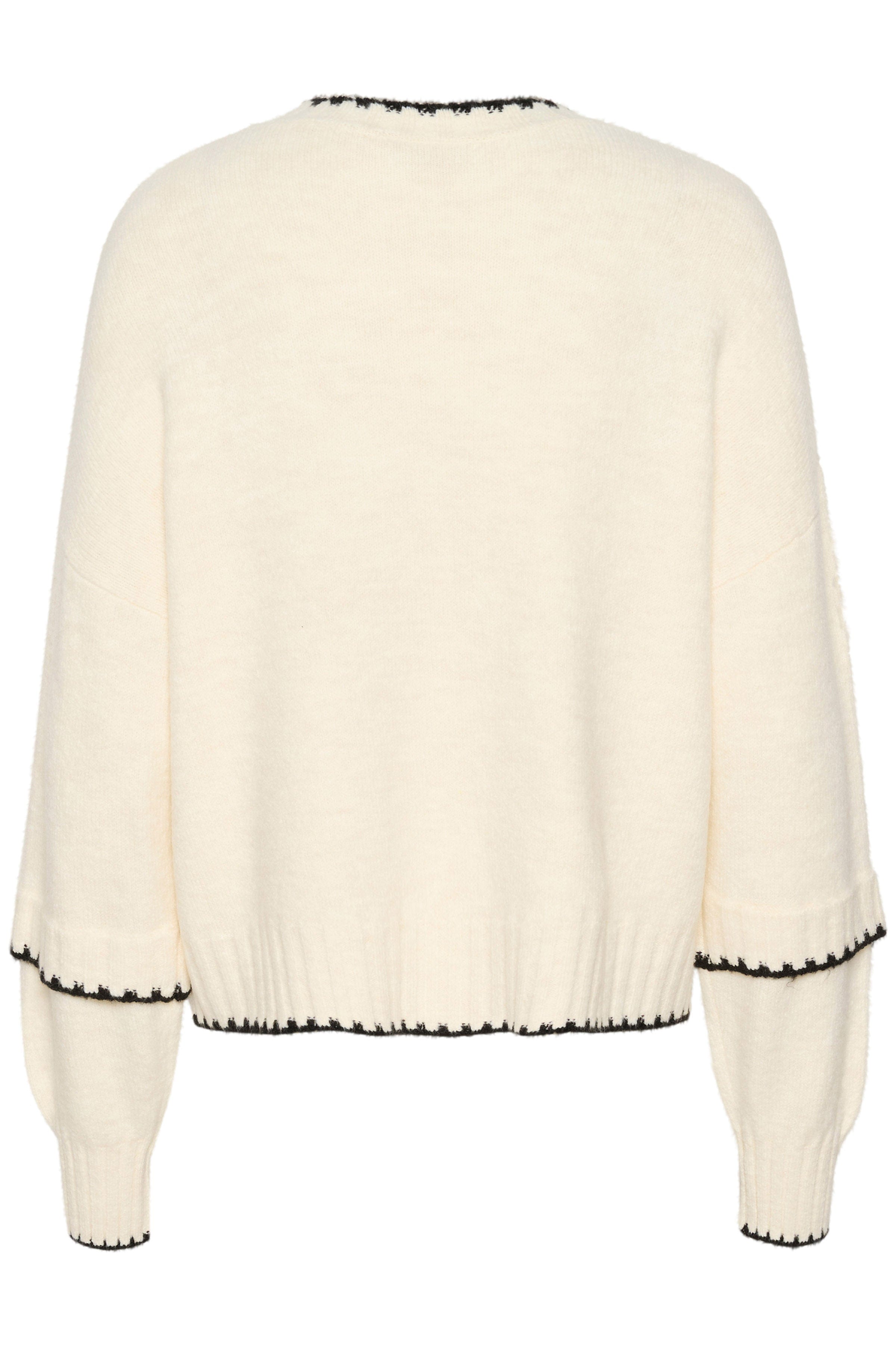 Kaffe Villi Contrast Knit Jumper - Chalk Melange
