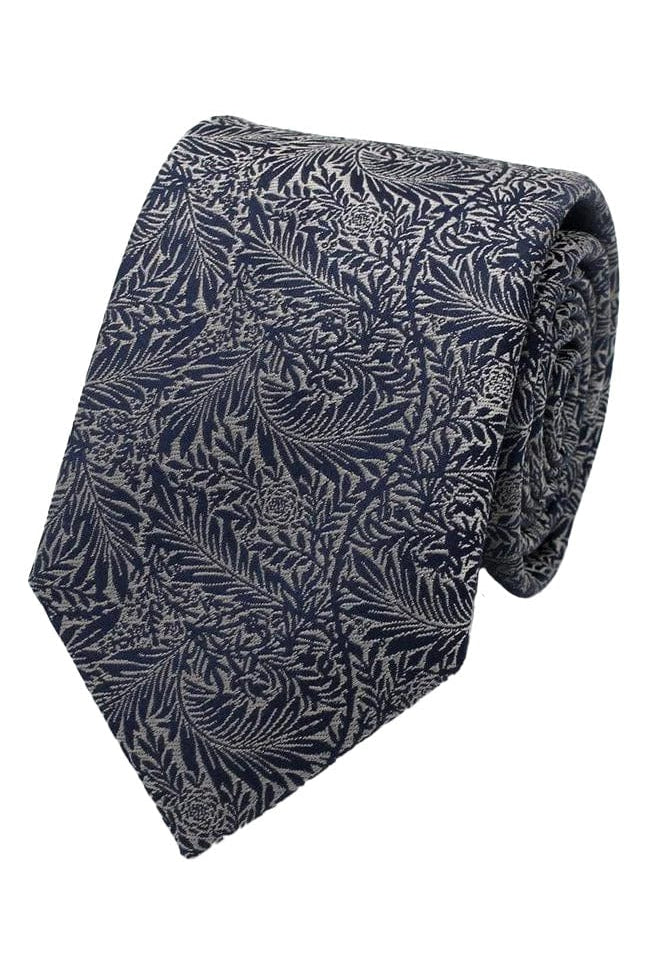 Lloyd Attree & Smith Delicate Leaves Tie - Navy/Silver F1795_1_OS