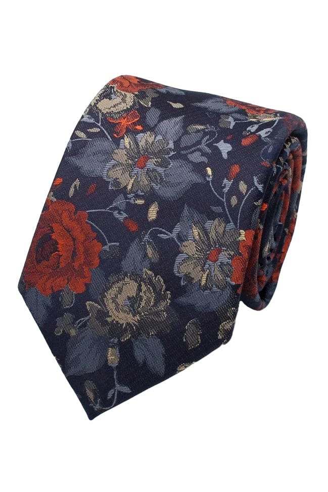 Lloyd Attree & Smith Floral Tie - Navy/Multi F1901_4_OS