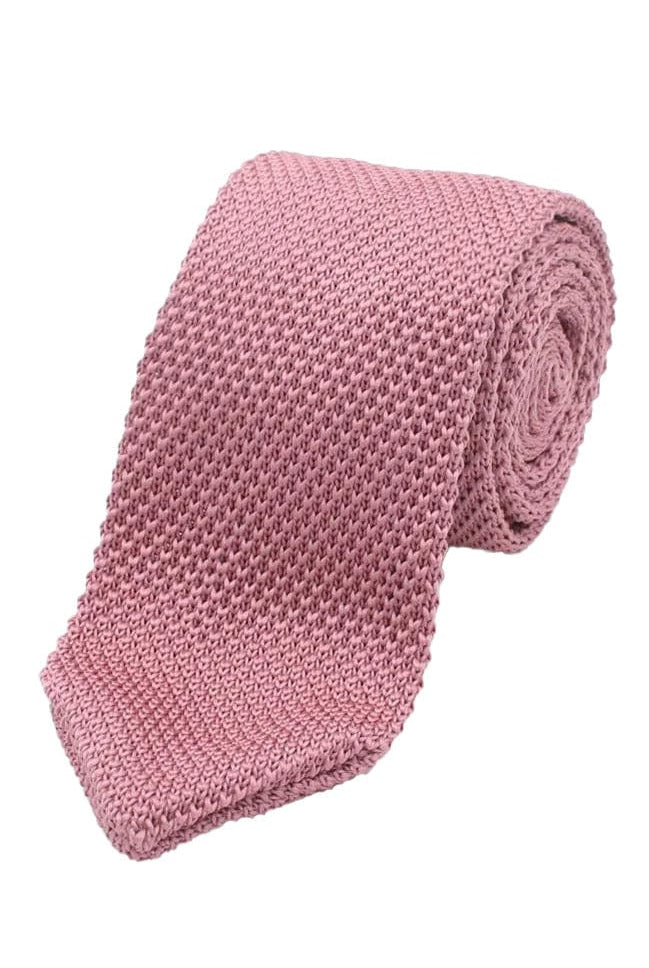 Lloyd Attree & Smith Knitted Slim Tie - Dusky Rose K041_3_OS