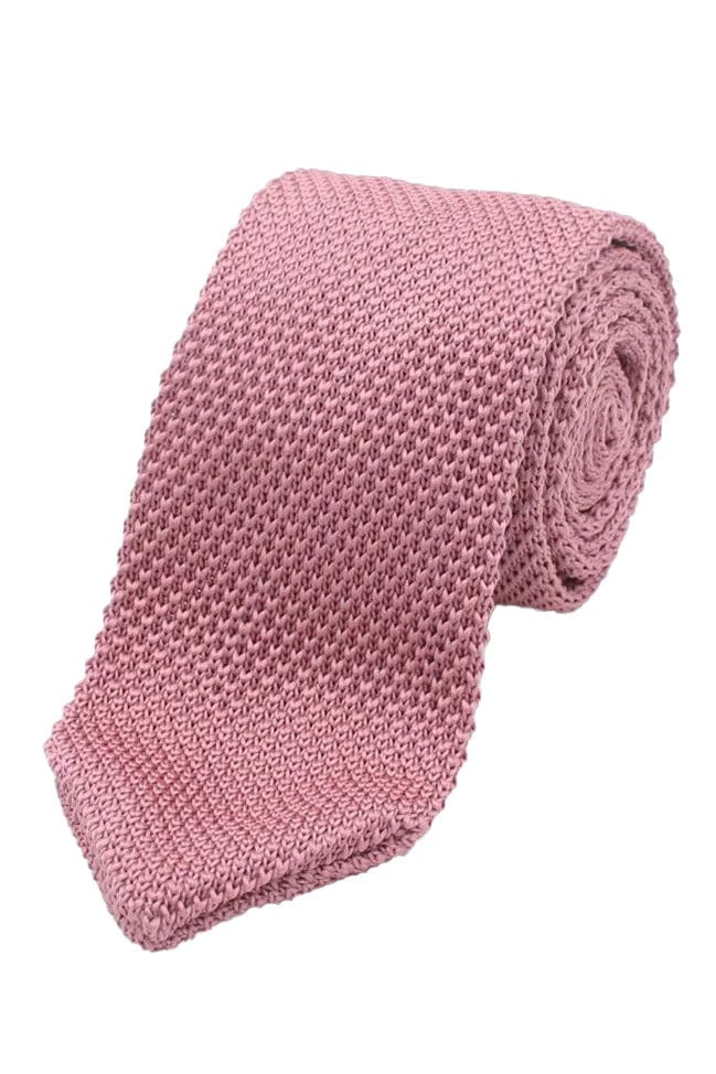 Lloyd Attree & Smith Knitted Slim Tie - Dusky Rose K041_3_OS