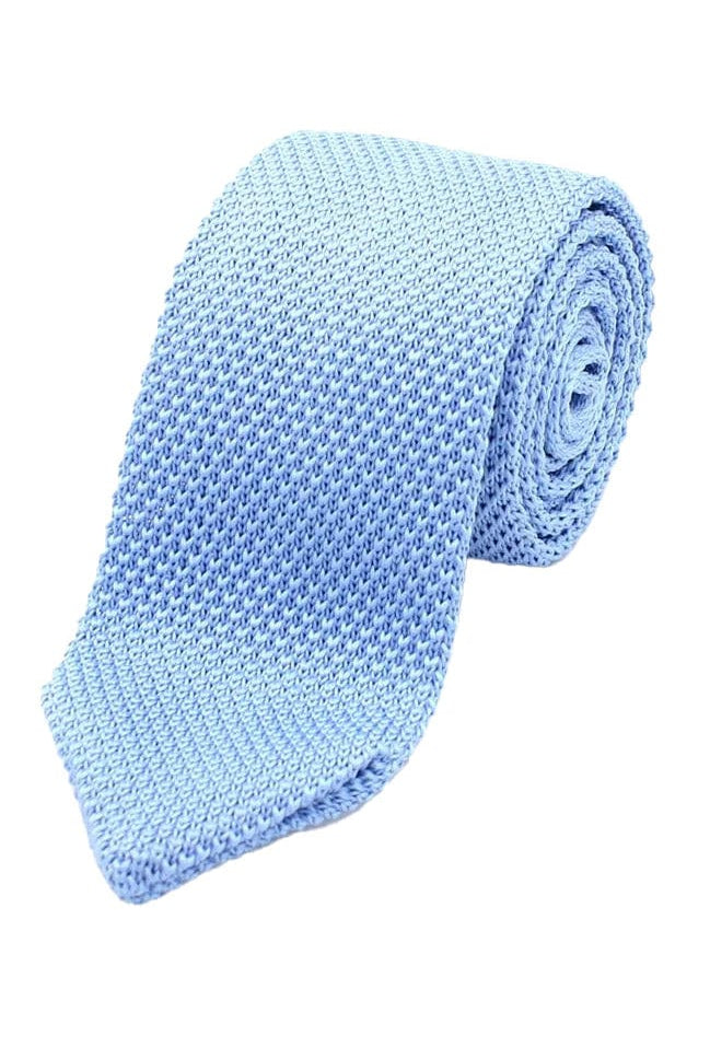Lloyd Attree & Smith Knitted Slim Tie - Light Blue K041_8_OS
