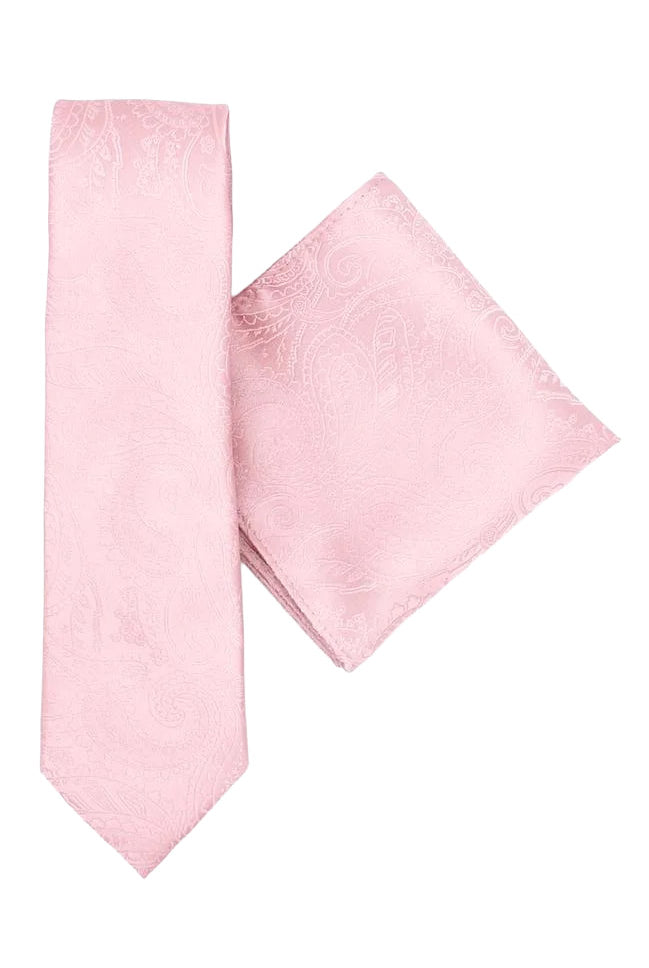 Lloyd Attree & Smith Paisley Tie and Pocket Square Set - Pink SET31_4_OS