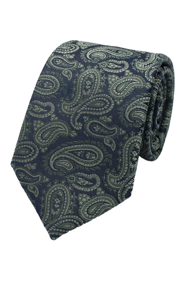 Lloyd Attree & Smith Paisley Tie - Sage/Navy F1765_12_OS