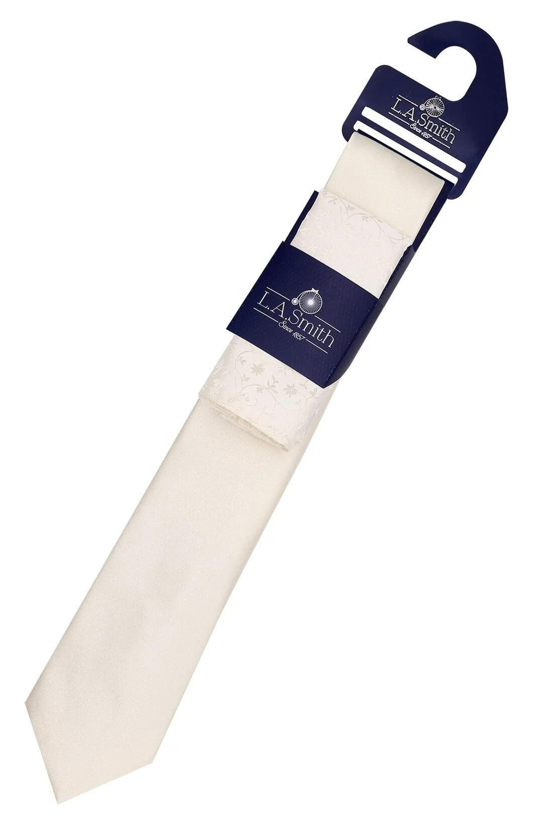 Lloyd Attree & Smith Plain Tie and Floral Pocket Square Set - Ivory SET1918_5_OS