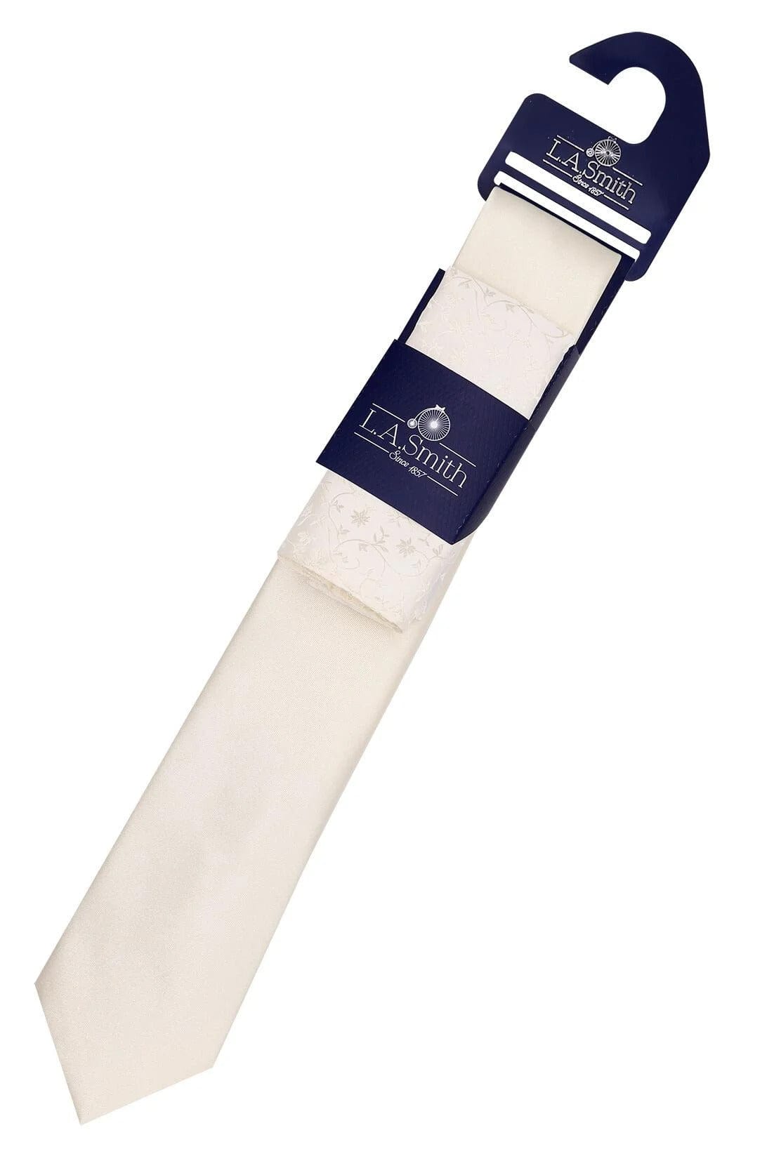 Lloyd Attree & Smith Plain Tie and Floral Pocket Square Set - Ivory SET1918_5_OS