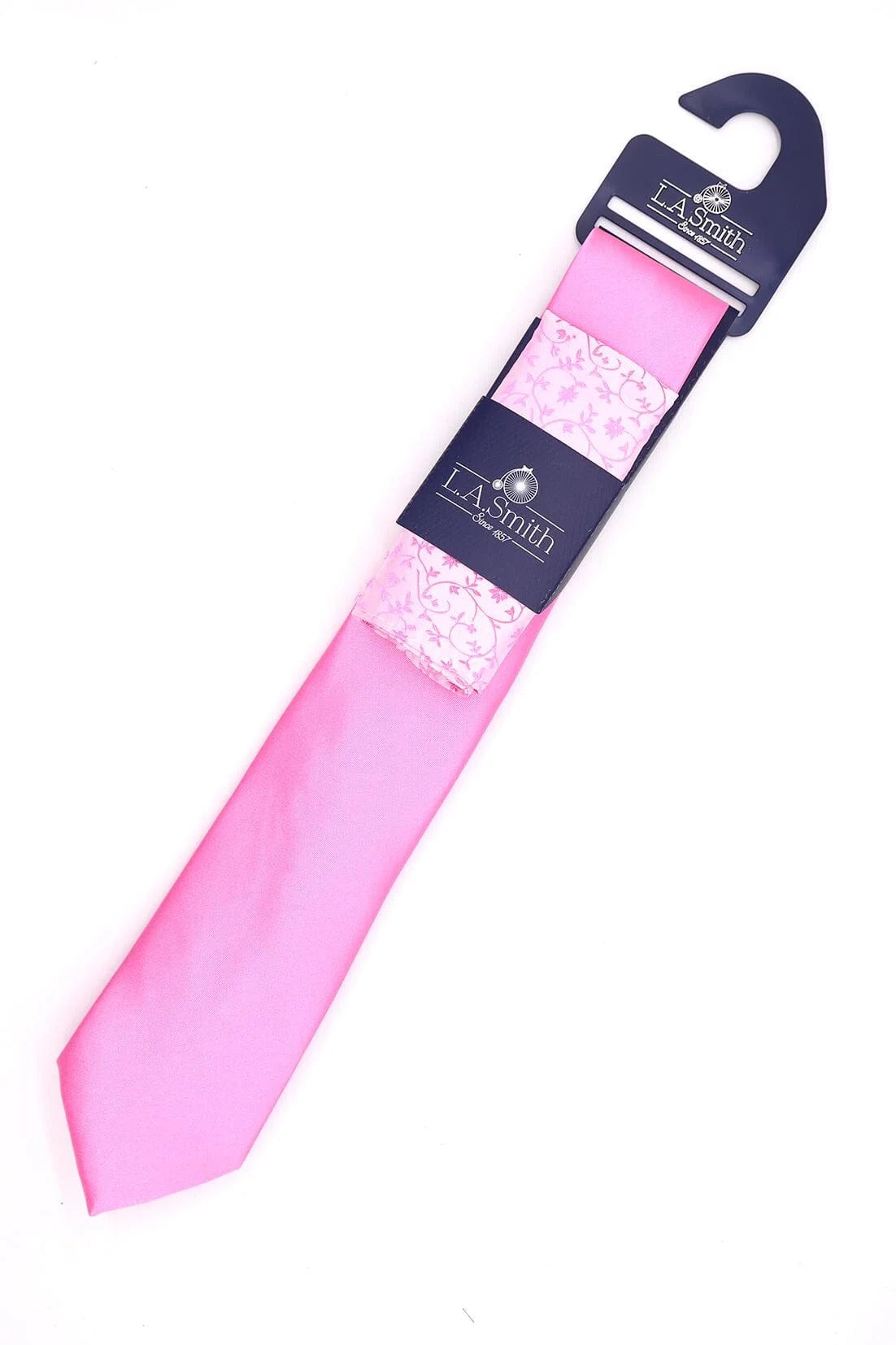 Lloyd Attree & Smith Plain Tie and Floral Pocket Square Set - Pink SET1918_3_OS