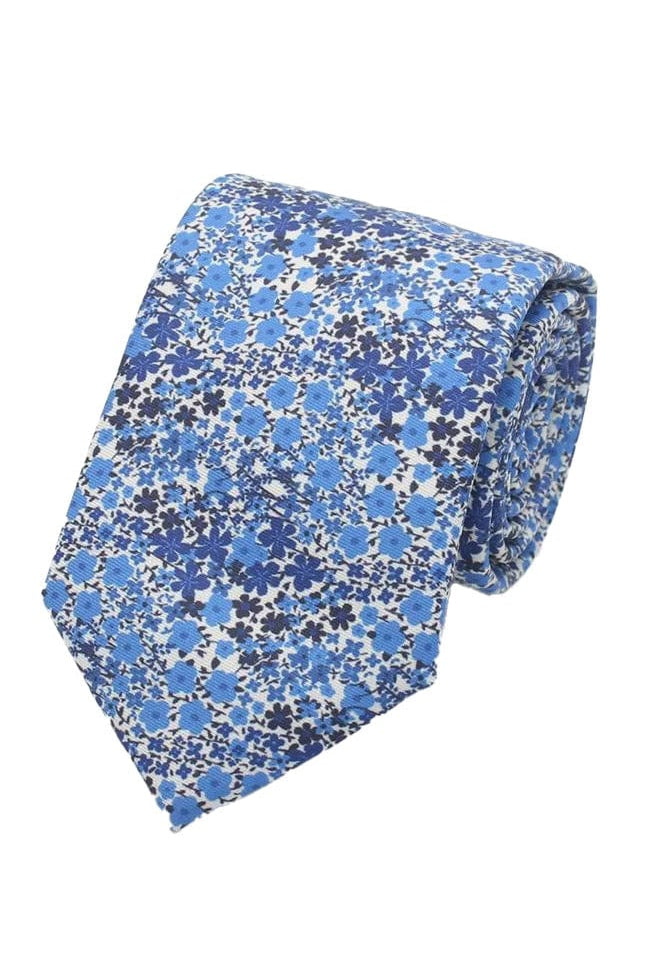 Lloyd Attree & Smith Tiny Floral Tie and Handkerchief Set - Blue SET4052_3_OS