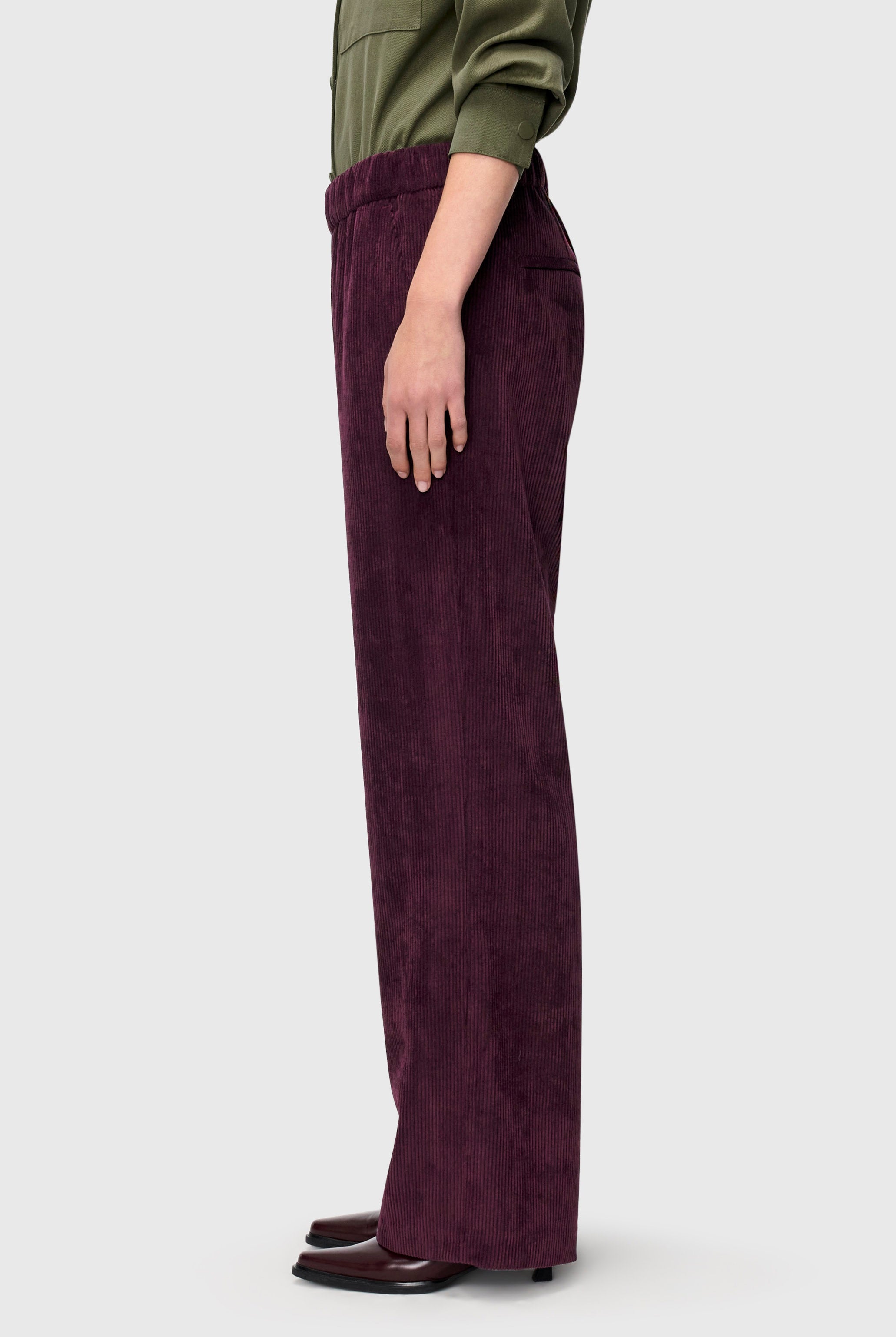 MAC Chiara Fluid Corduroy Trousers - Aubergine