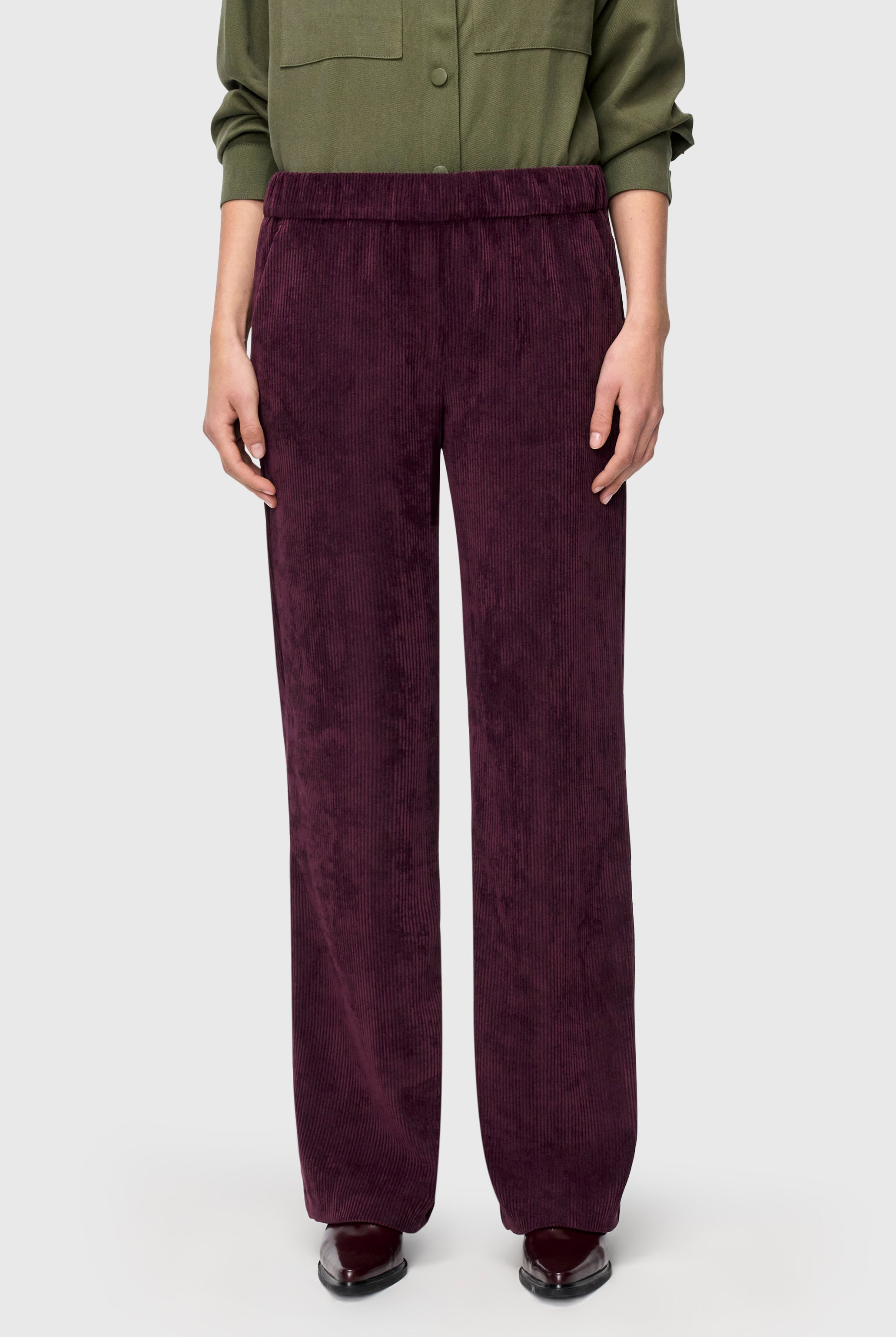 MAC Chiara Fluid Corduroy Trousers - Aubergine