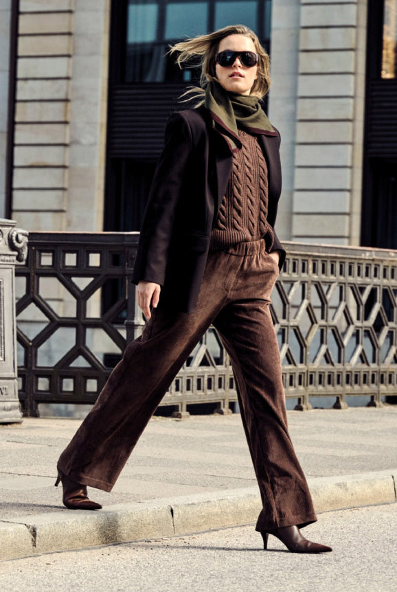 MAC Chiara Fluid Corduroy Trousers - Bison Brown