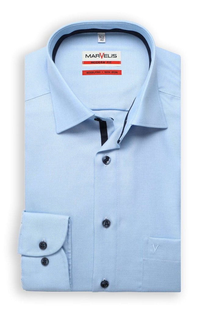 Marvelis Non-Iron Modern Fit Twill Shirt - Blue