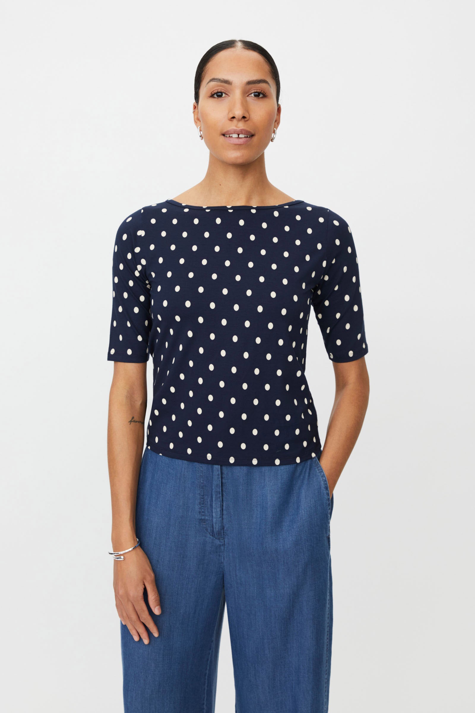 Masai Bavessa Polka-Dot Top - Navy Blazer
