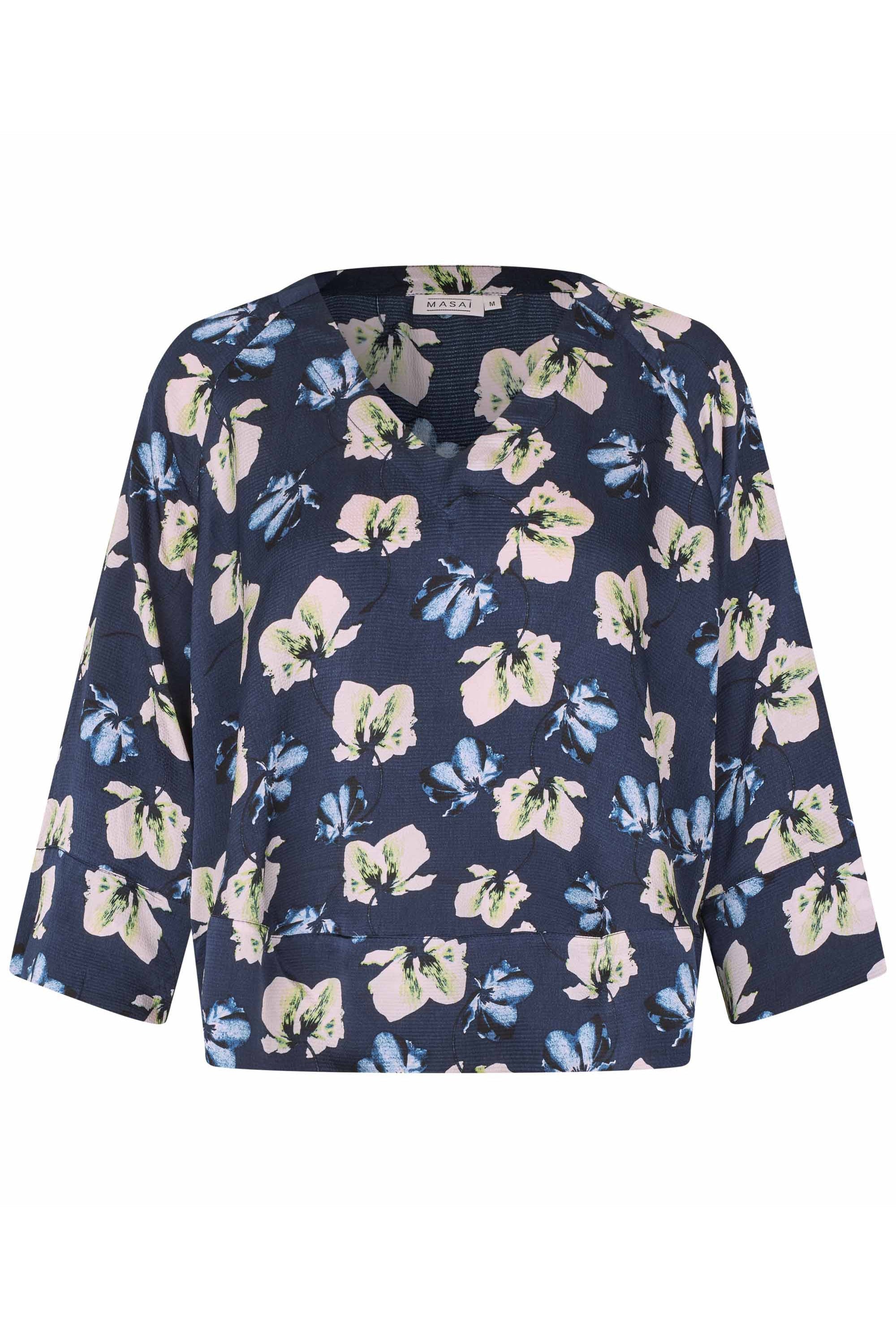 Masai Benika Regular 3/4 Sleeve Top - Navy Blazer