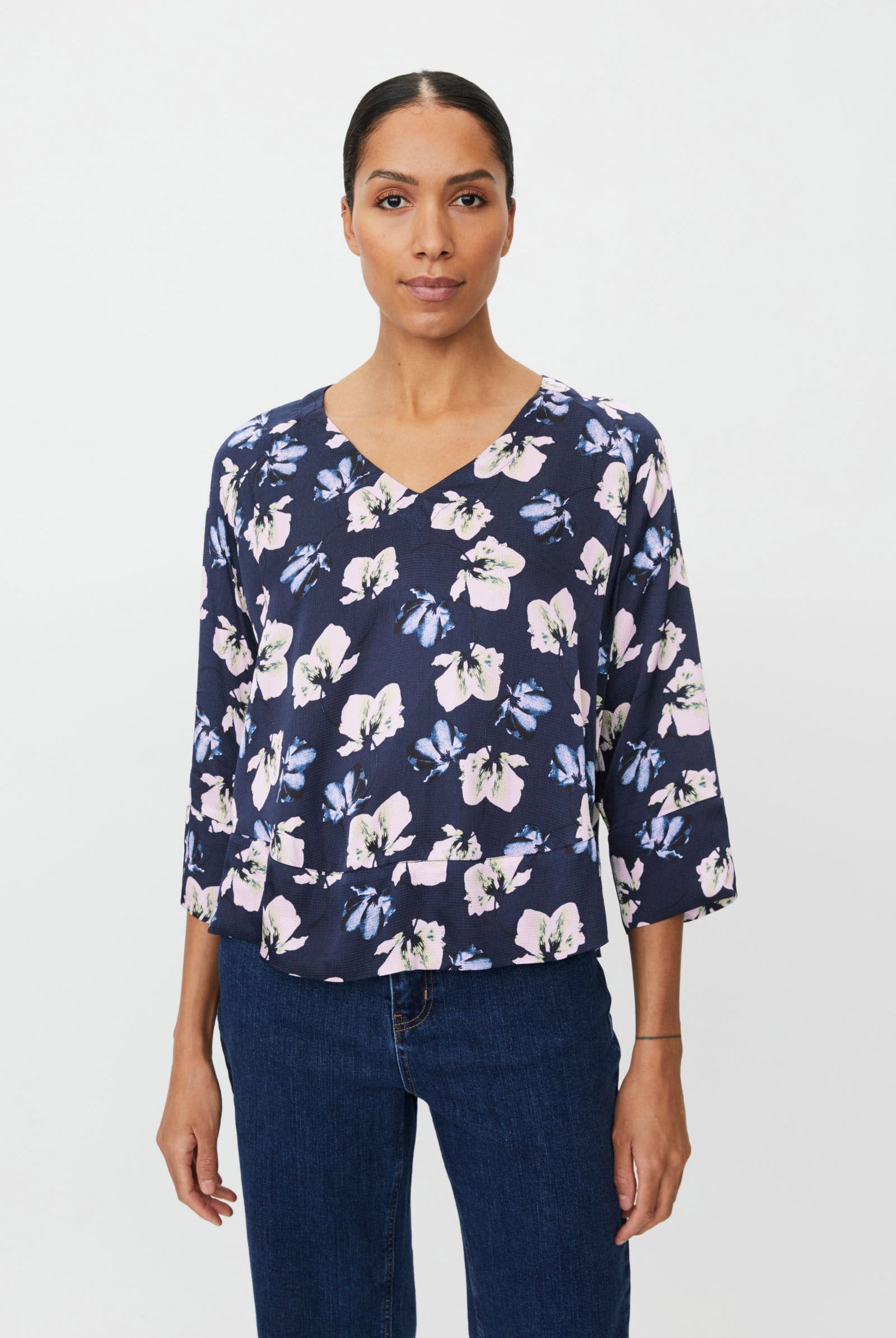 Masai Benika Regular 3/4 Sleeve Top - Navy Blazer