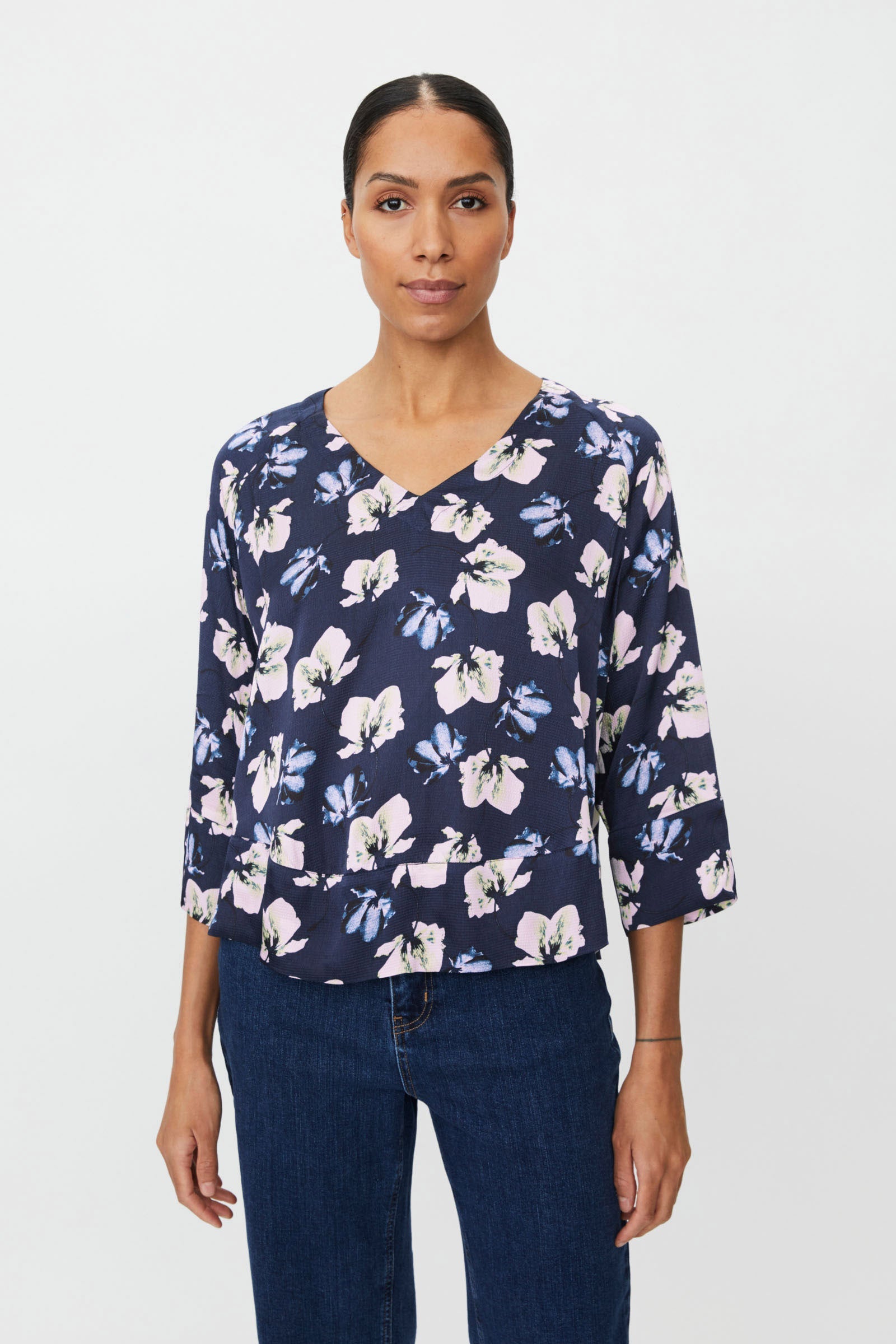 Masai Benika Regular 3/4 Sleeve Top - Navy Blazer