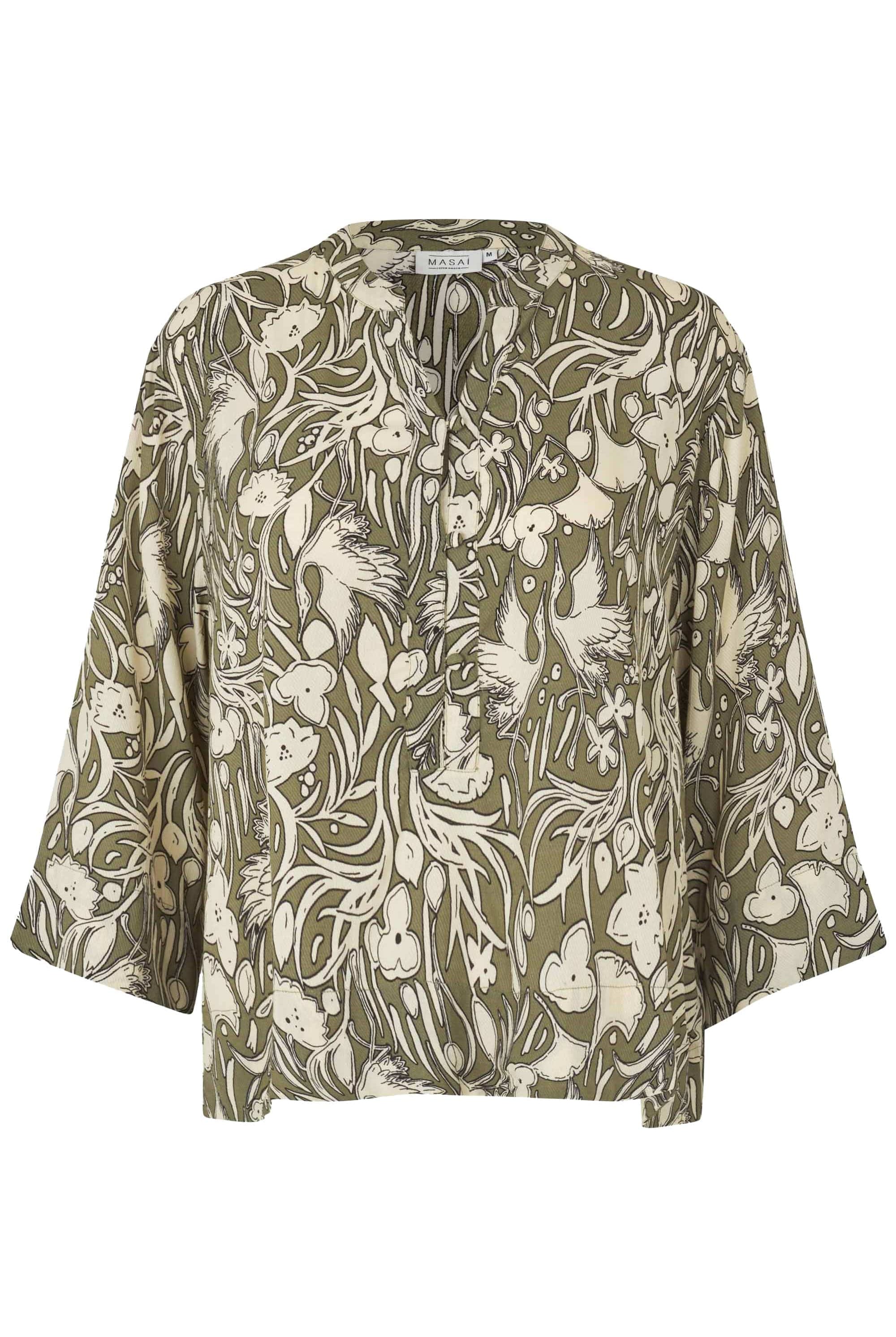 Masai Boanna Printed Blouse - Dark Lichen Green