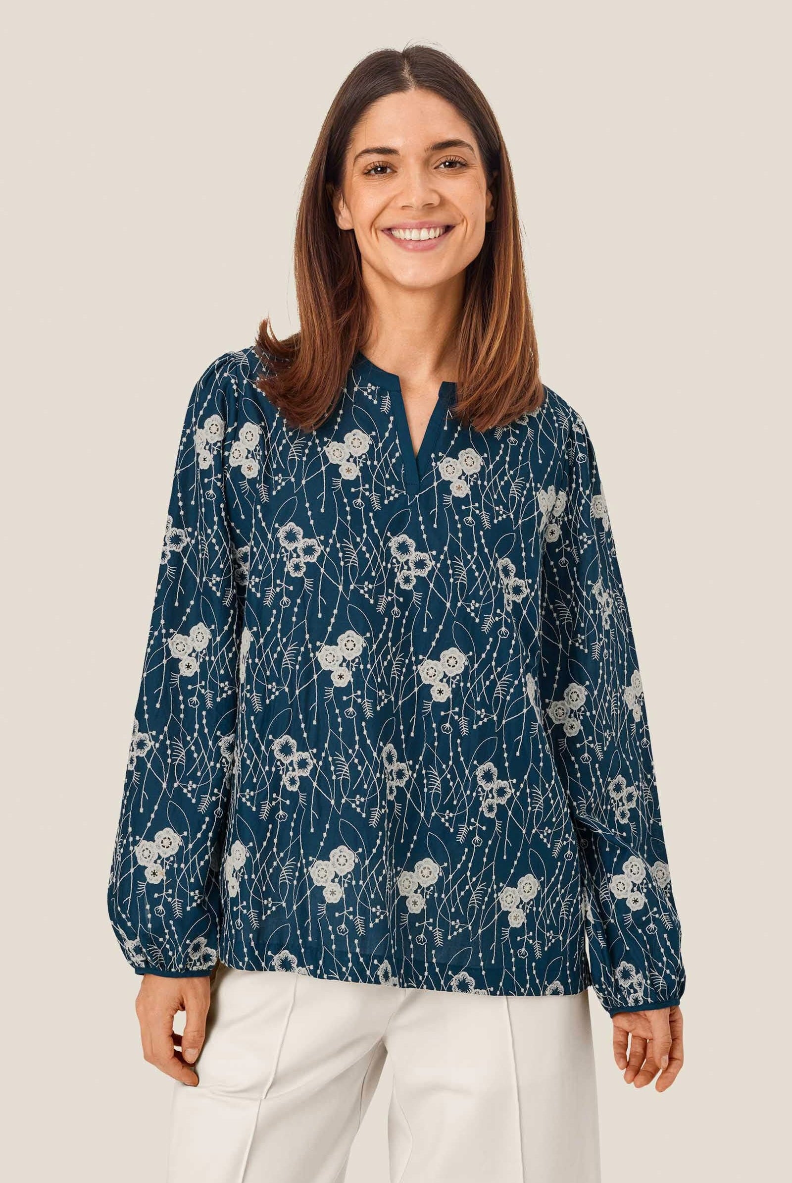 Masai Dixie Embroidered Blouse - Sargasso Sea