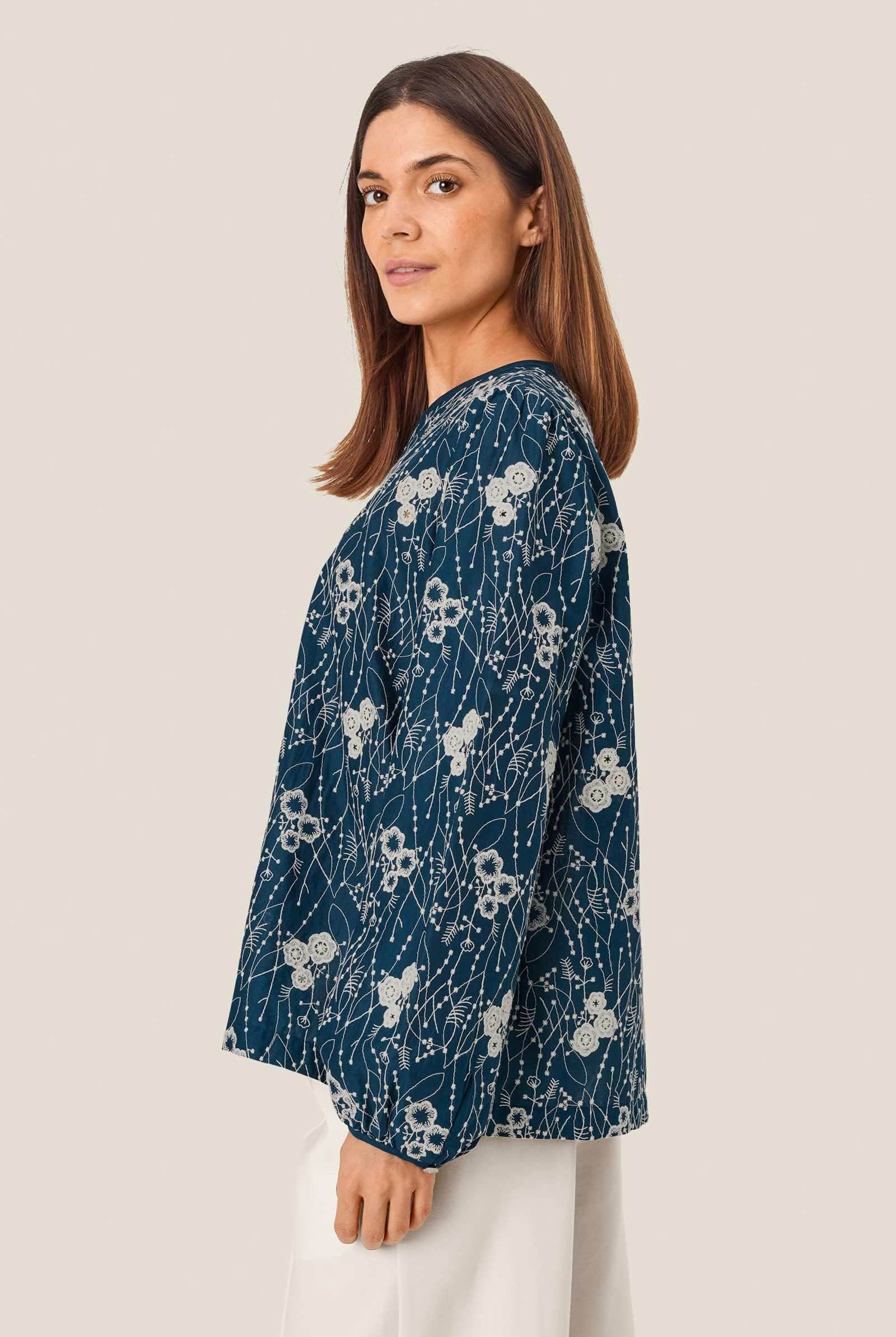 Masai Dixie Embroidered Blouse - Sargasso Sea