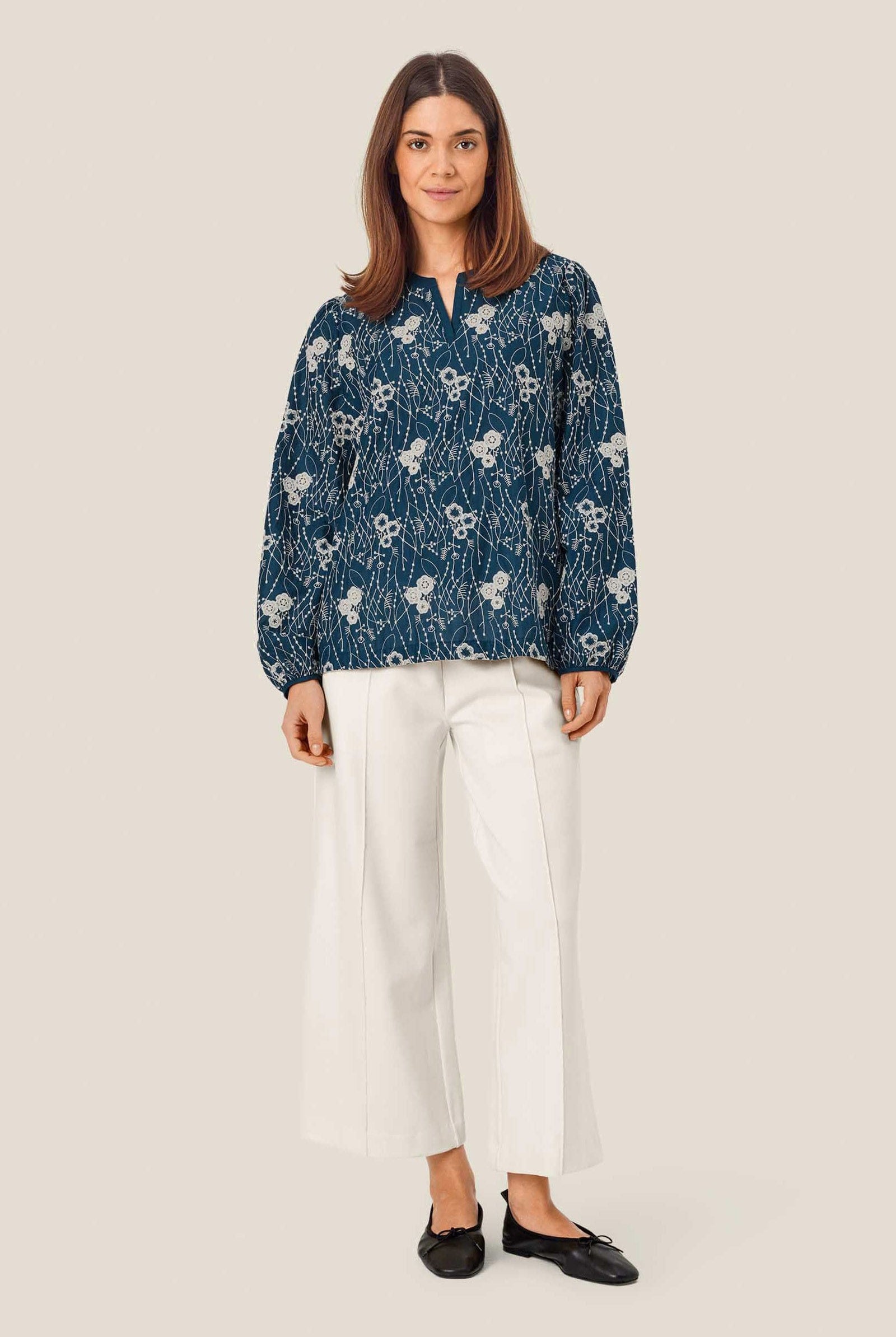 Masai Dixie Embroidered Blouse - Sargasso Sea