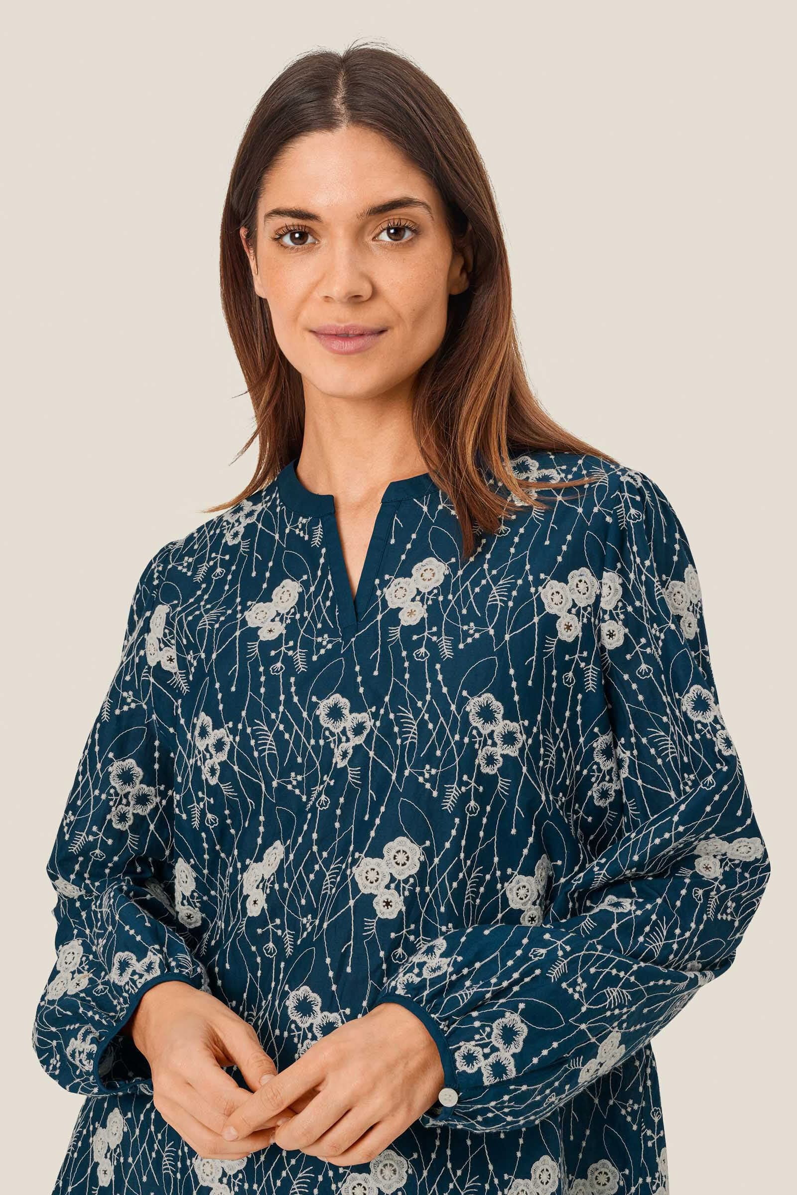 Masai Dixie Embroidered Blouse - Sargasso Sea