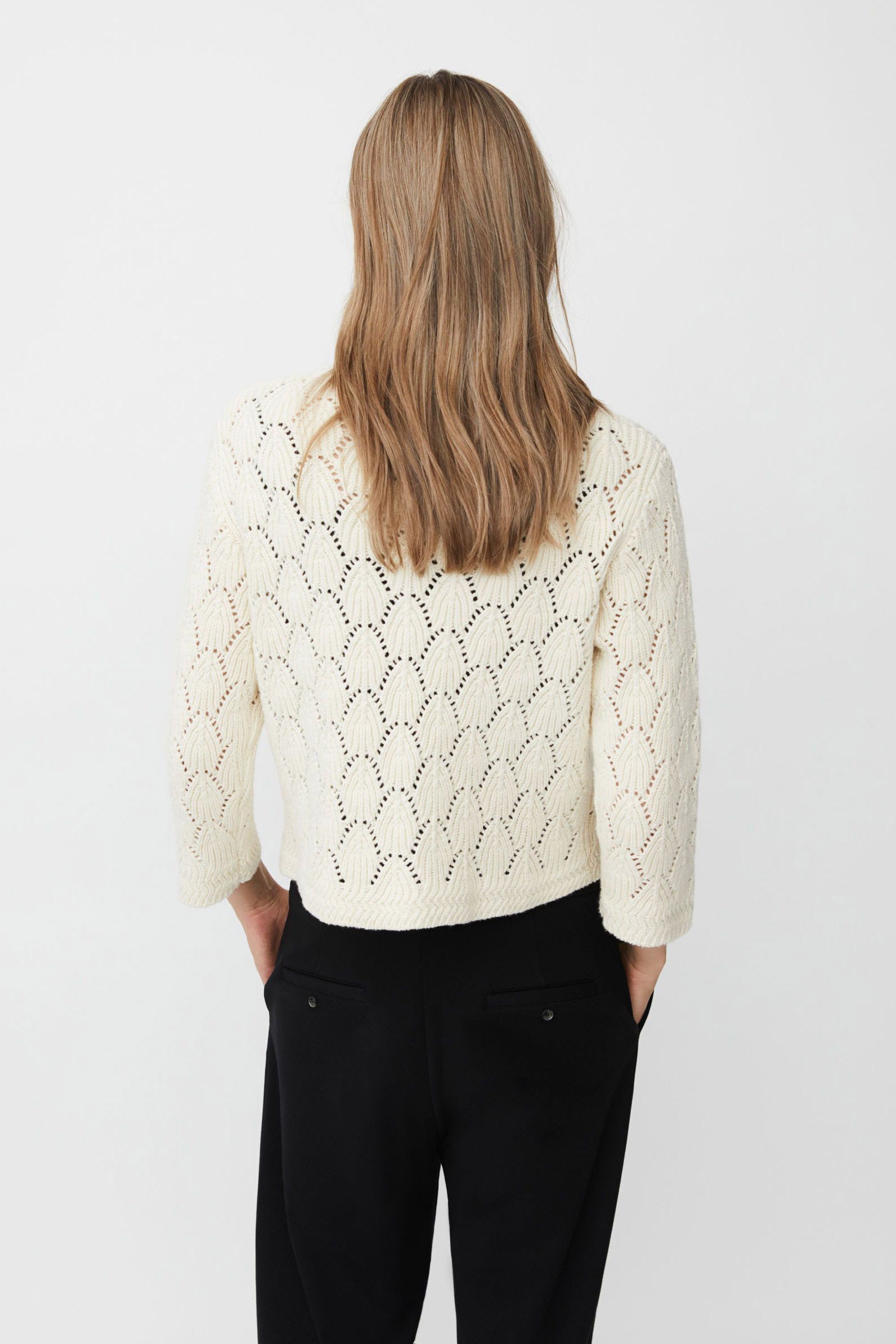 Masai Lexina Openwork Knit Cardigan - Whitecap
