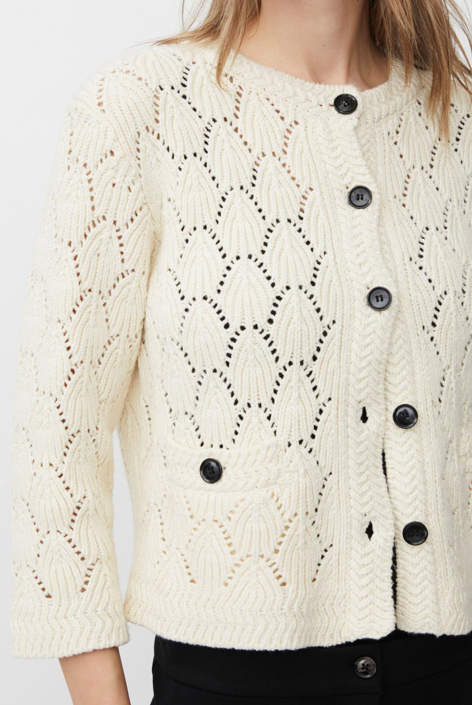 Masai Lexina Openwork Knit Cardigan - Whitecap