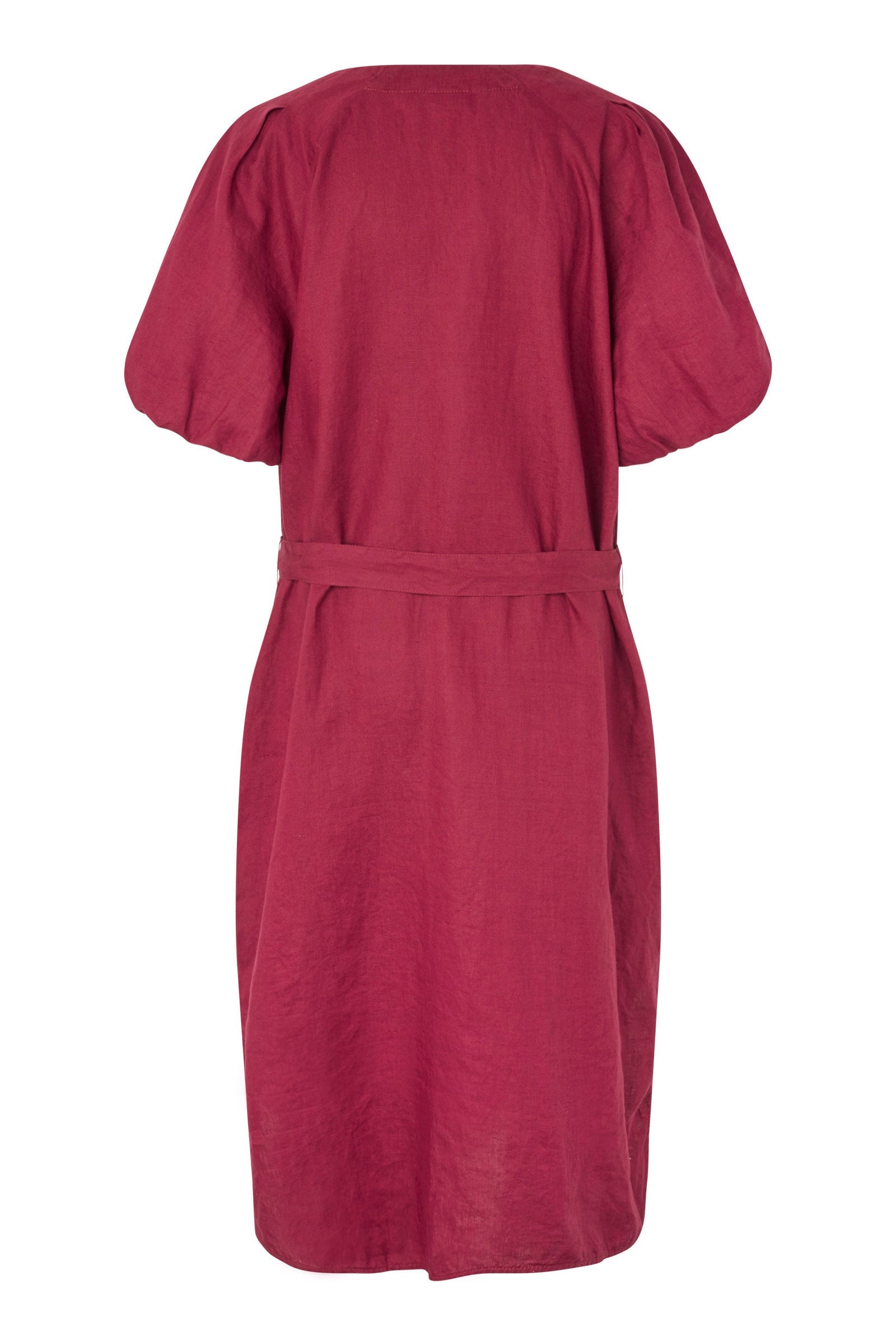 Masai Nalirae Tie Waist Linen Dress - Beet Red