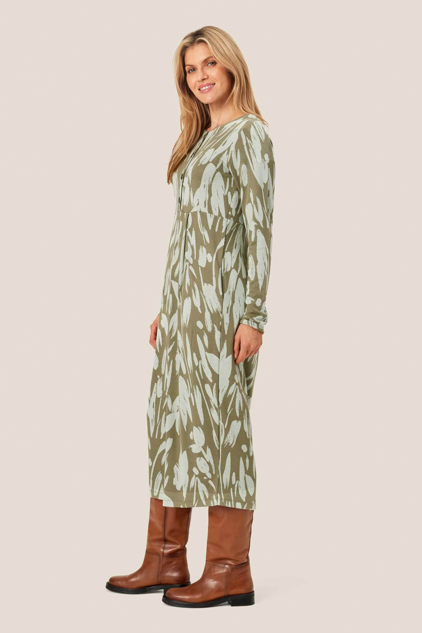 Masai Nilana Printed Jersey Midi Dress - Frosty Green