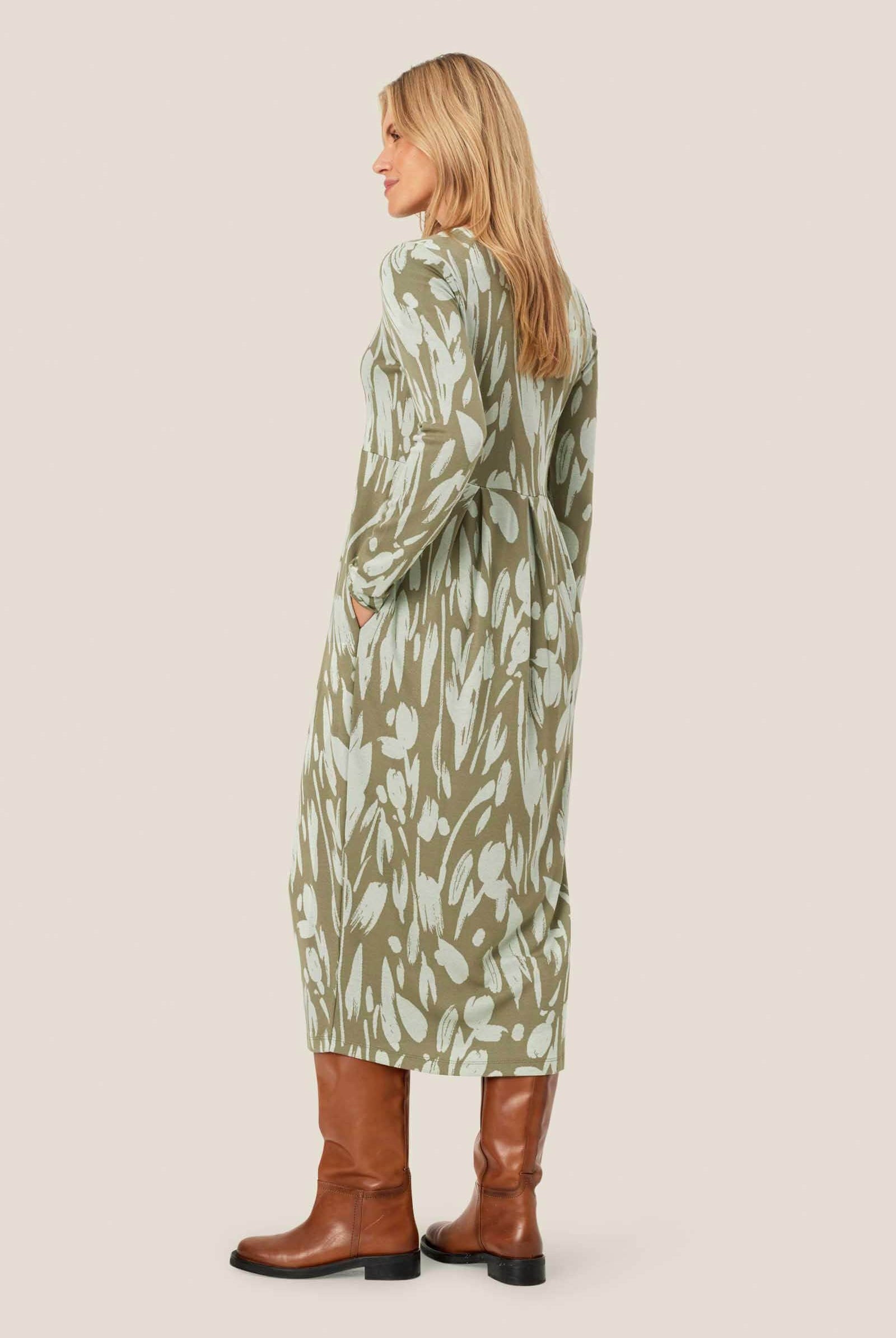 Masai Nilana Printed Jersey Midi Dress - Frosty Green