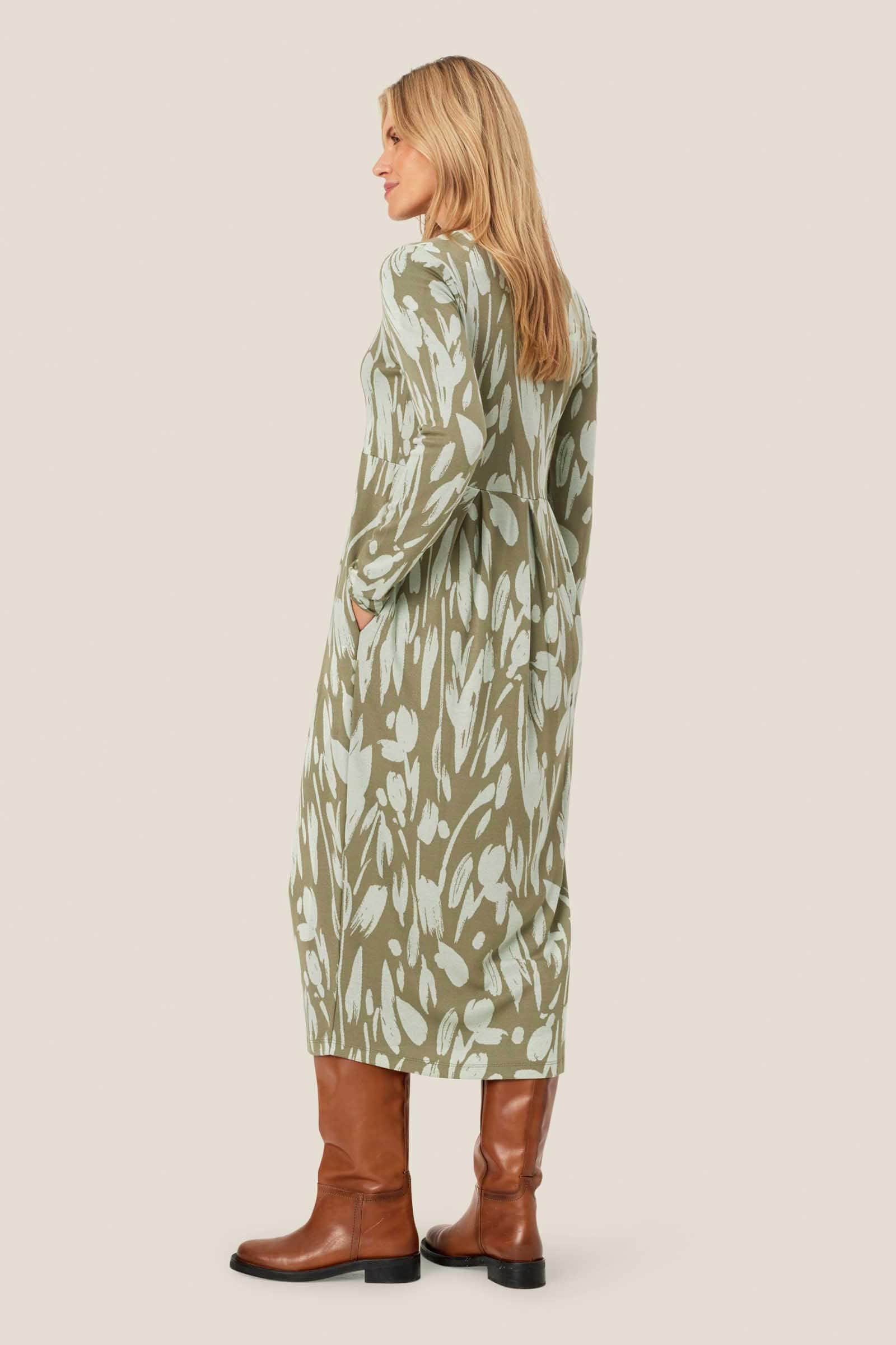 Masai Nilana Printed Jersey Midi Dress - Frosty Green