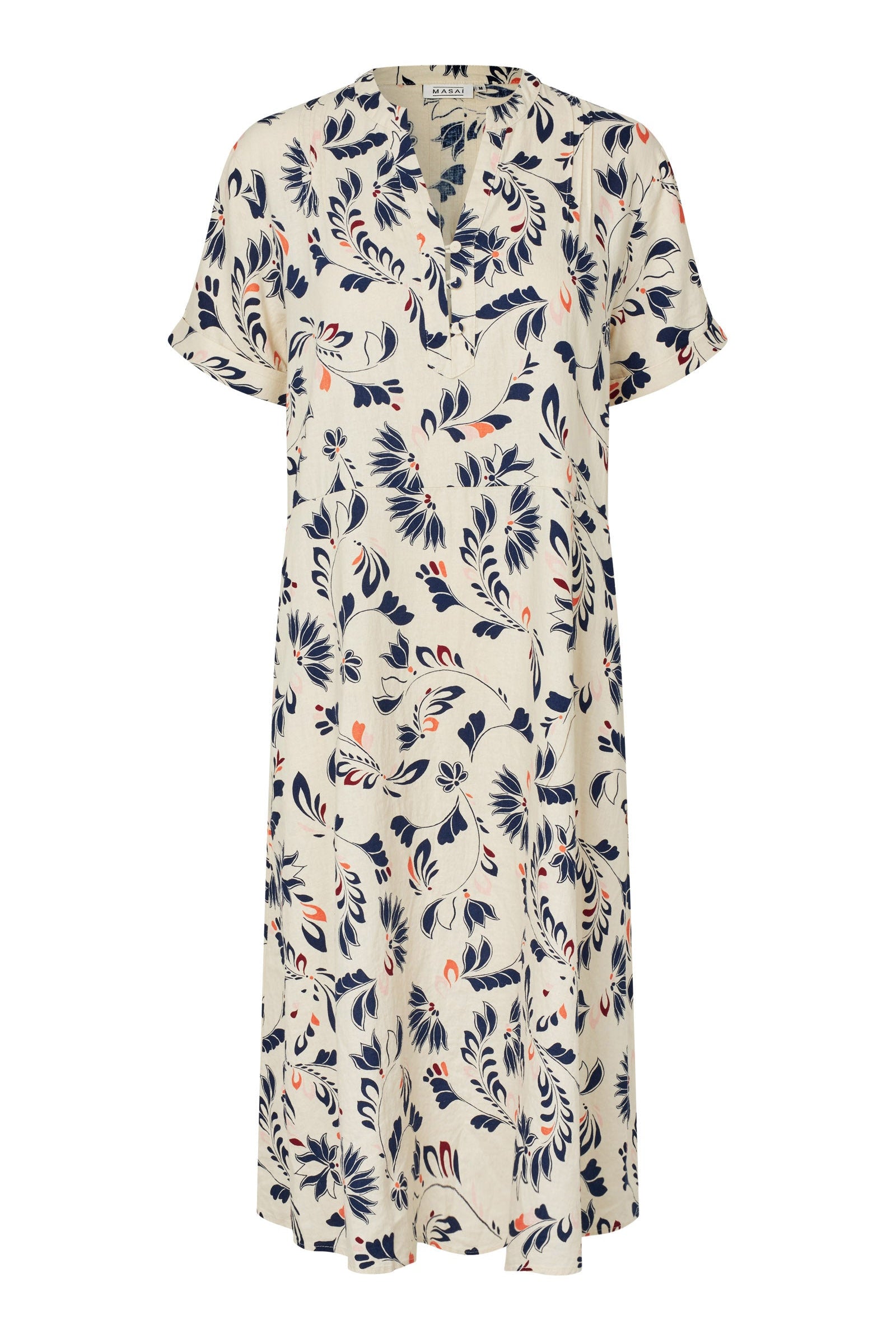 Masai Nirevia Floral Linen Blend Midi Dress - Medieval Blue