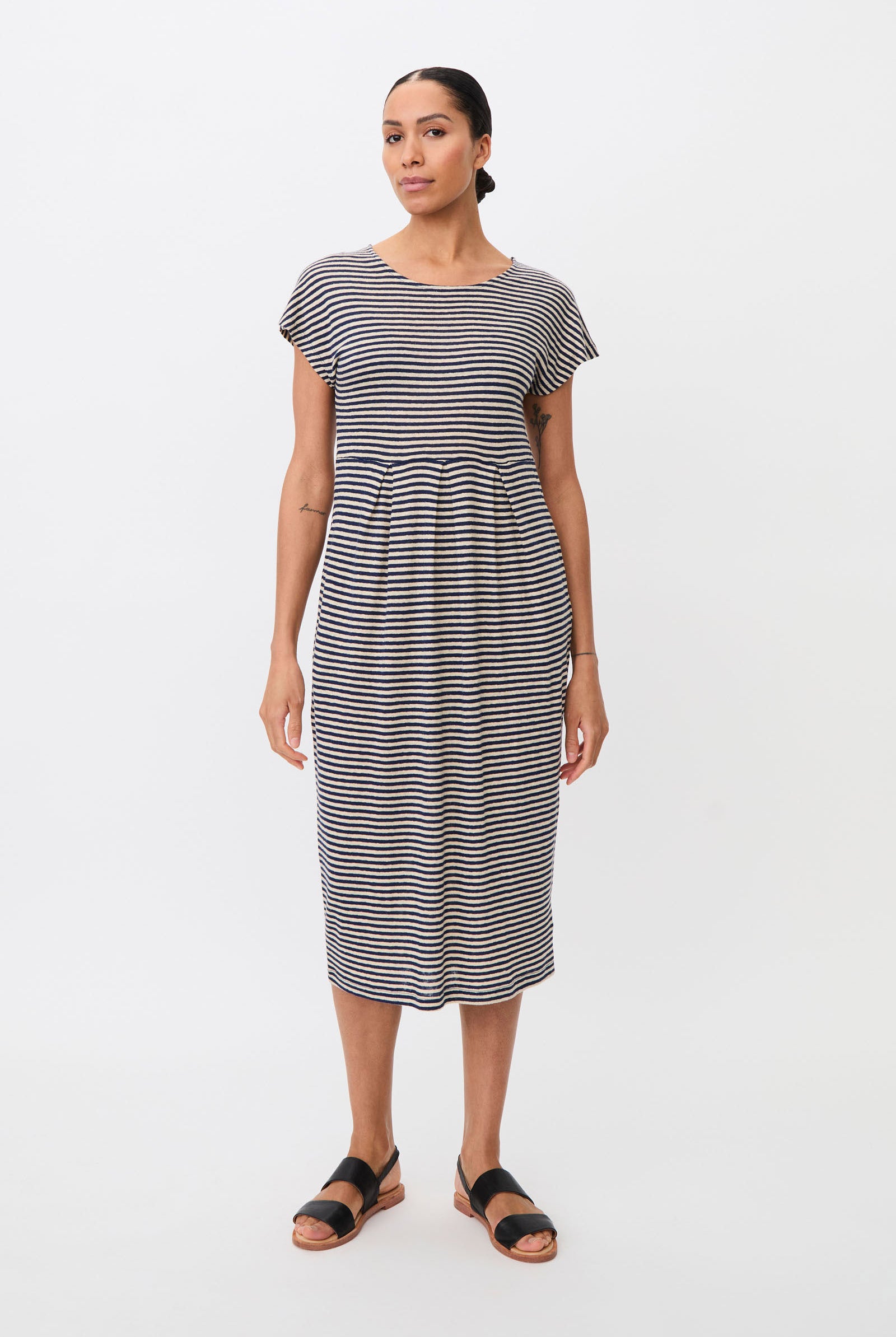 Masai Olnia Striped Linen-blend Jersey Dress - Medieval Blue