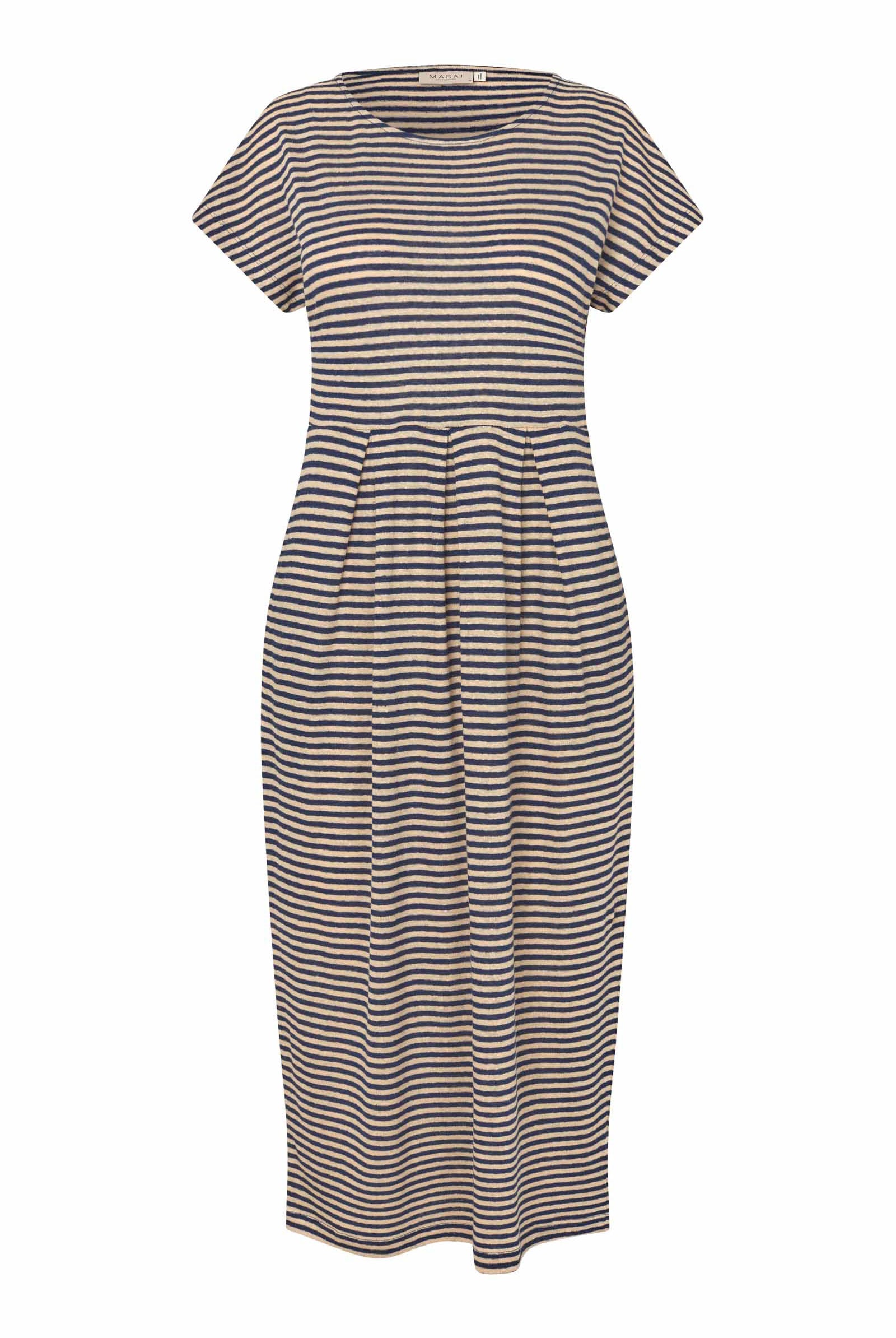 Masai Olnia Striped Linen-blend Jersey Dress - Medieval Blue